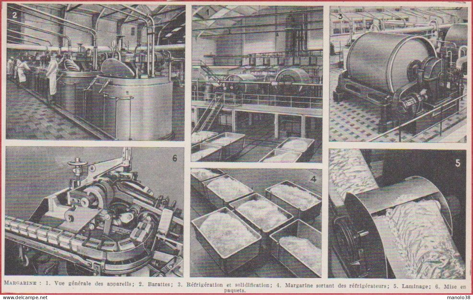 Margarine. Etapes De La Fabrication. Larousse 1948. - Historische Dokumente