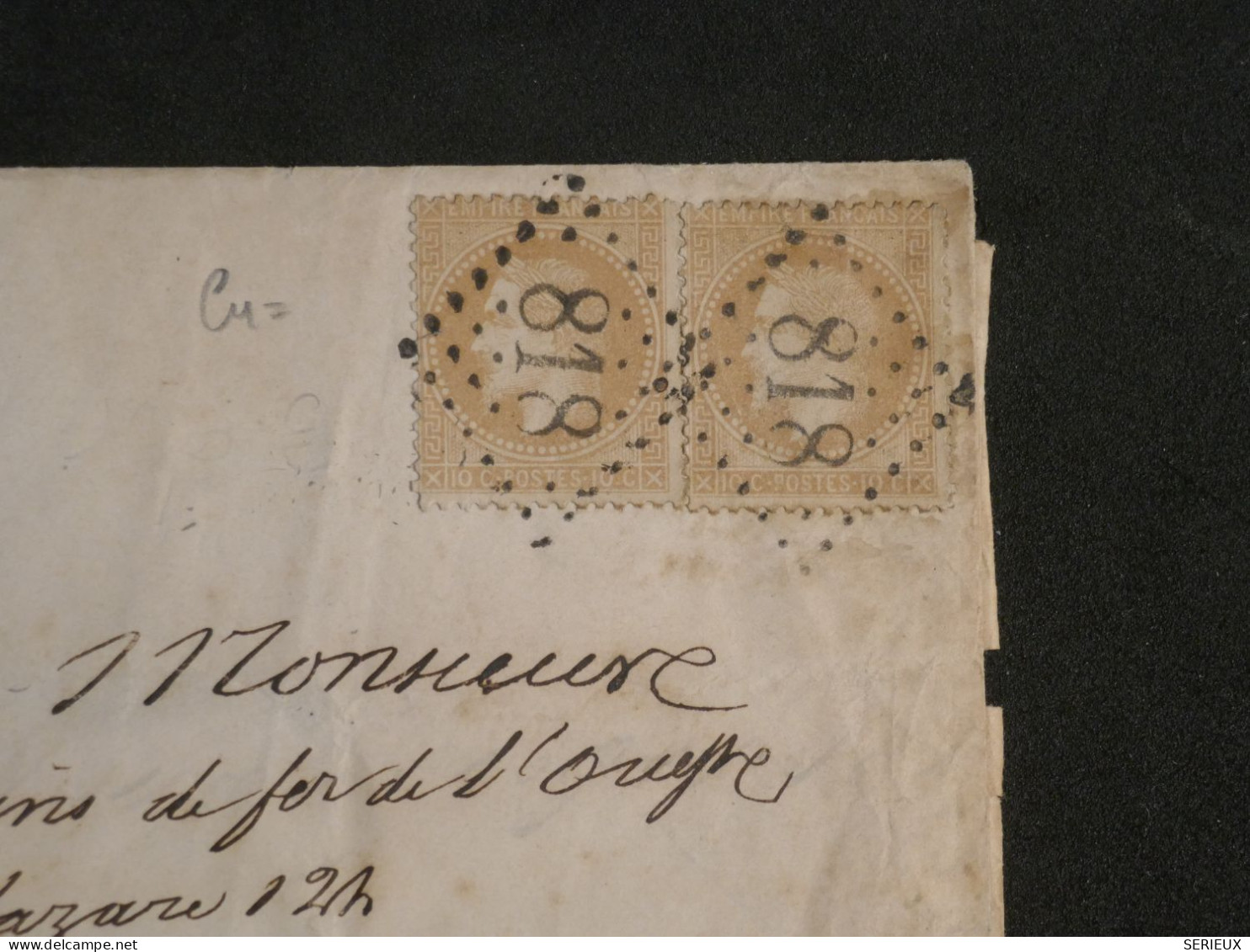 DN14 FRANCE  LETTRE   1869 CERNAY A  PARIS+N°28++ AFF. INTERESSANT++ - 1849-1876: Klassik