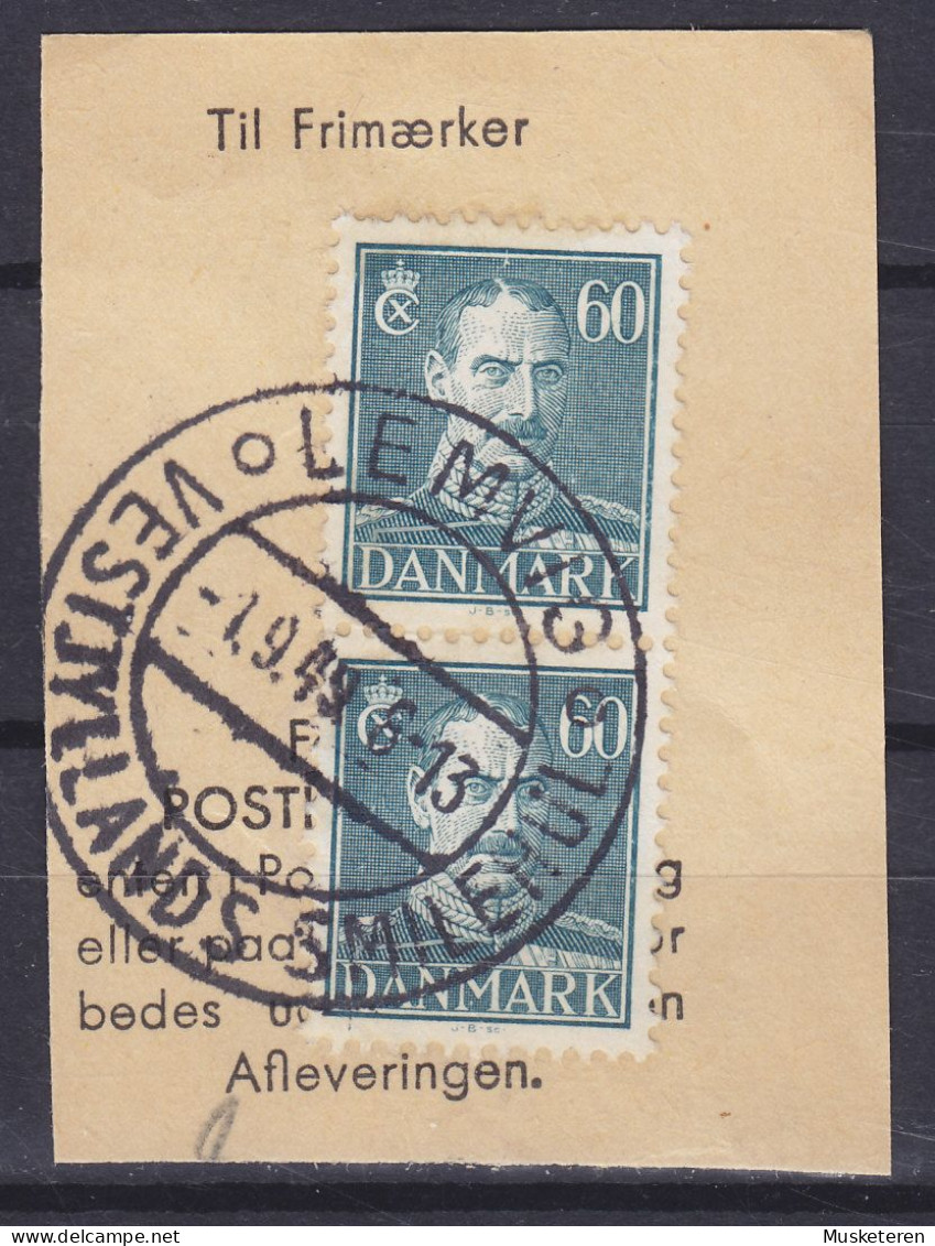 Denmark 1942 Mi. 277 (2x), 60 Øre King Christian X. Sonderstempel 'Vestjyllands Smilehul' LEMVIG 1949? Clip - Usado