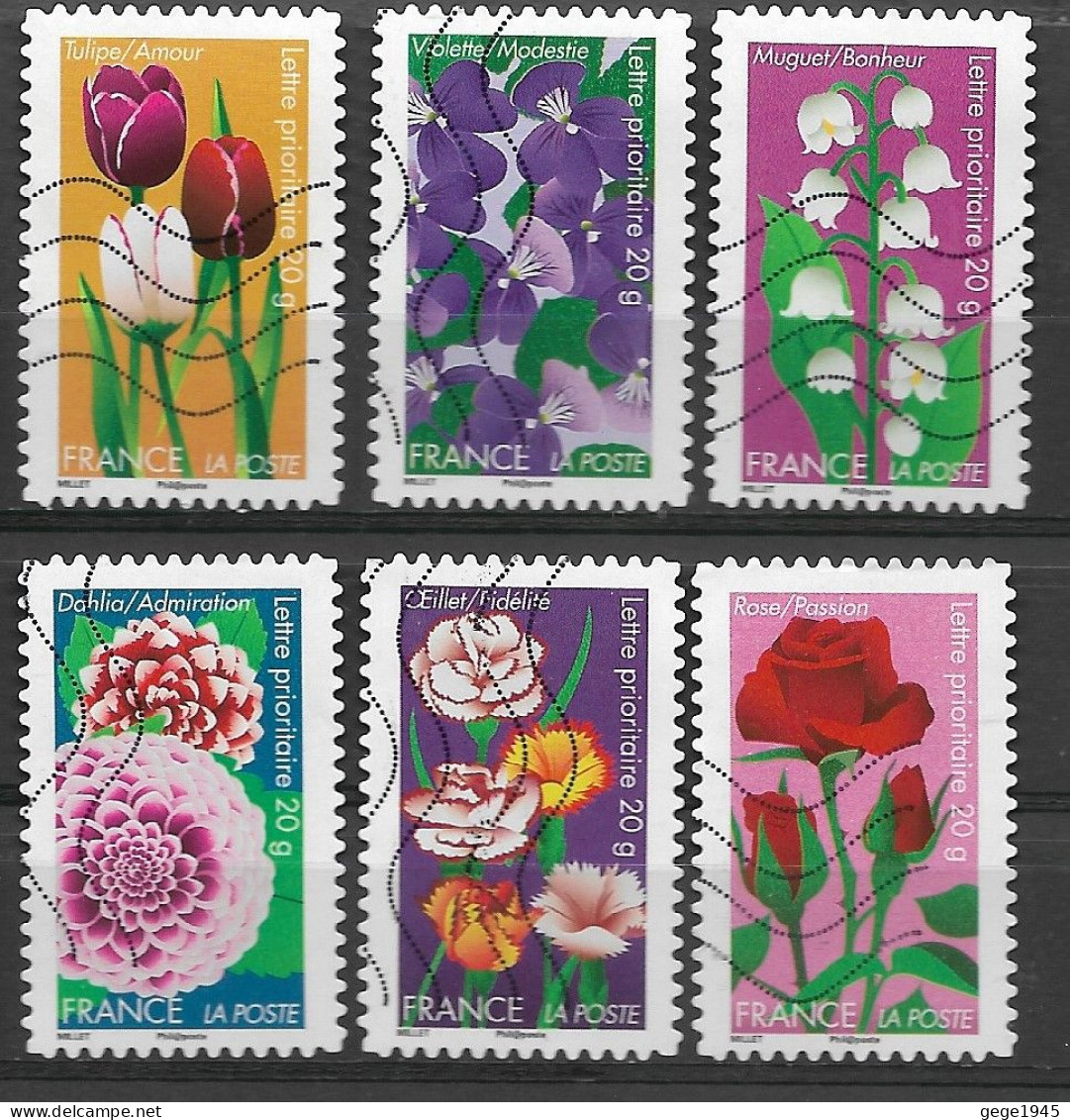 France 2012  Oblitéré Autoadhésif  N° 662 - 663 - 664 - 665 - 667 - 669    "  Dites  Le Avec  Des Fleurs  " - Used Stamps