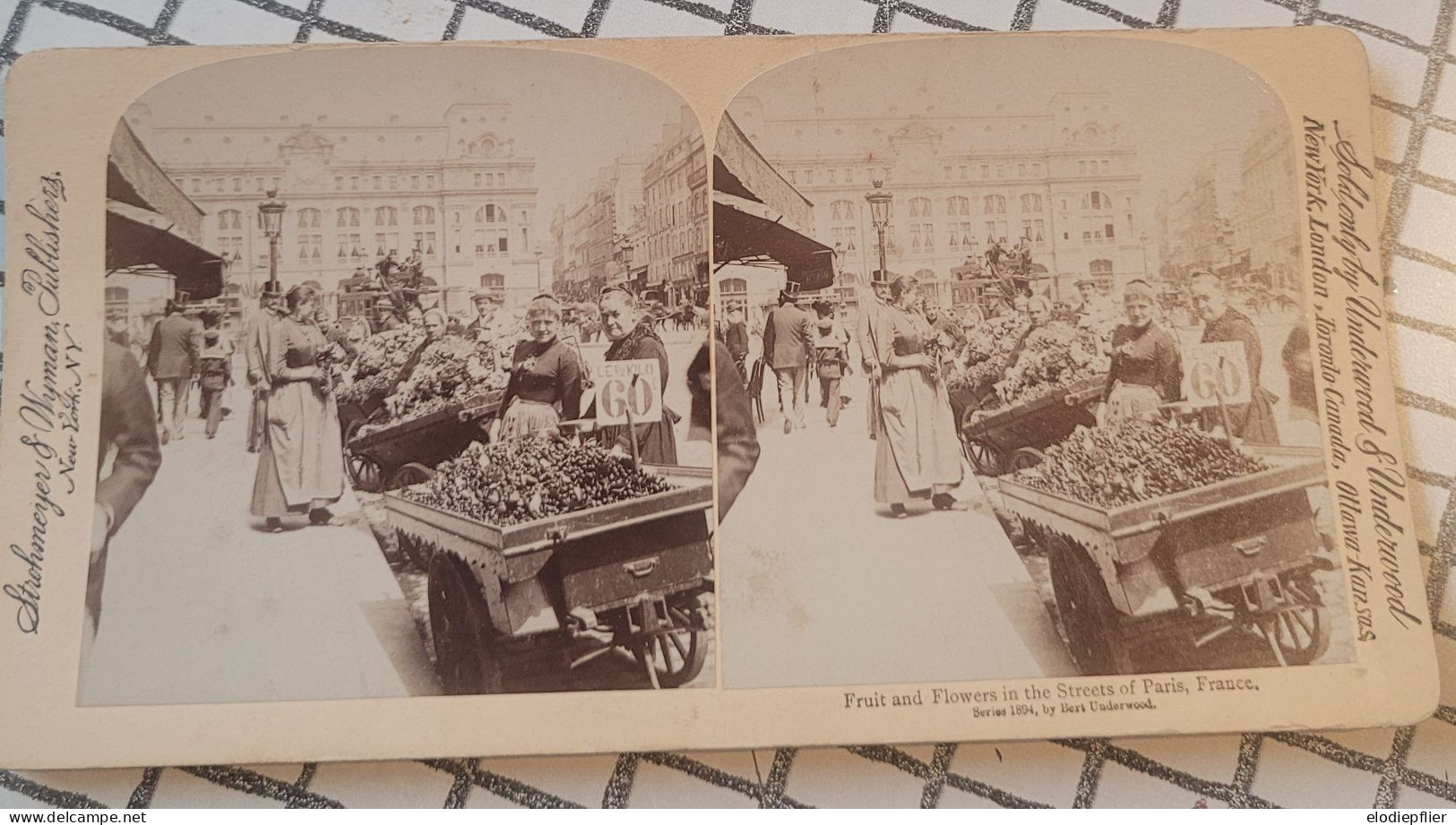 Les Fruits Et Les Fleurs à Paris, France. Underwood Stéréo - Stereoskope - Stereobetrachter