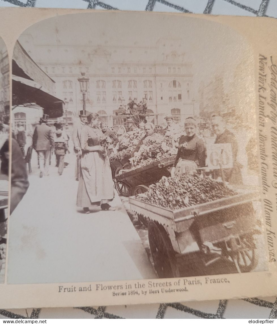 Les Fruits Et Les Fleurs à Paris, France. Underwood Stéréo - Stereoscopi