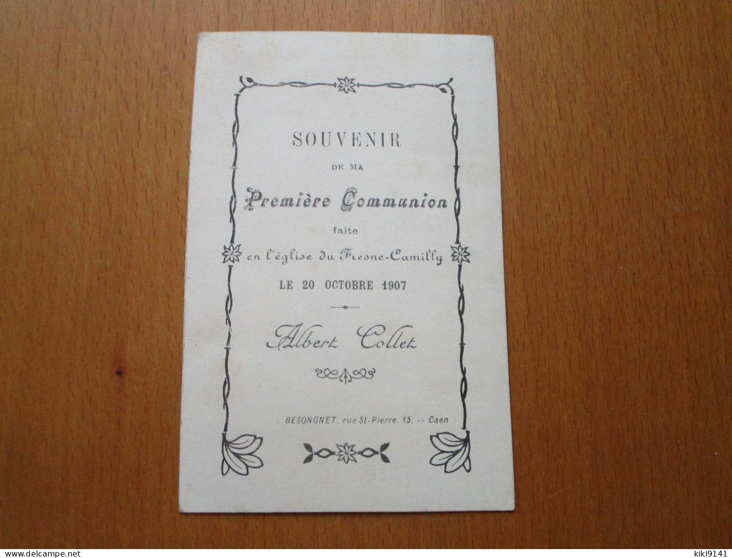 FRESNE-CAMILLY - Souvenir De Première Communion De Albert COLLET - Other & Unclassified