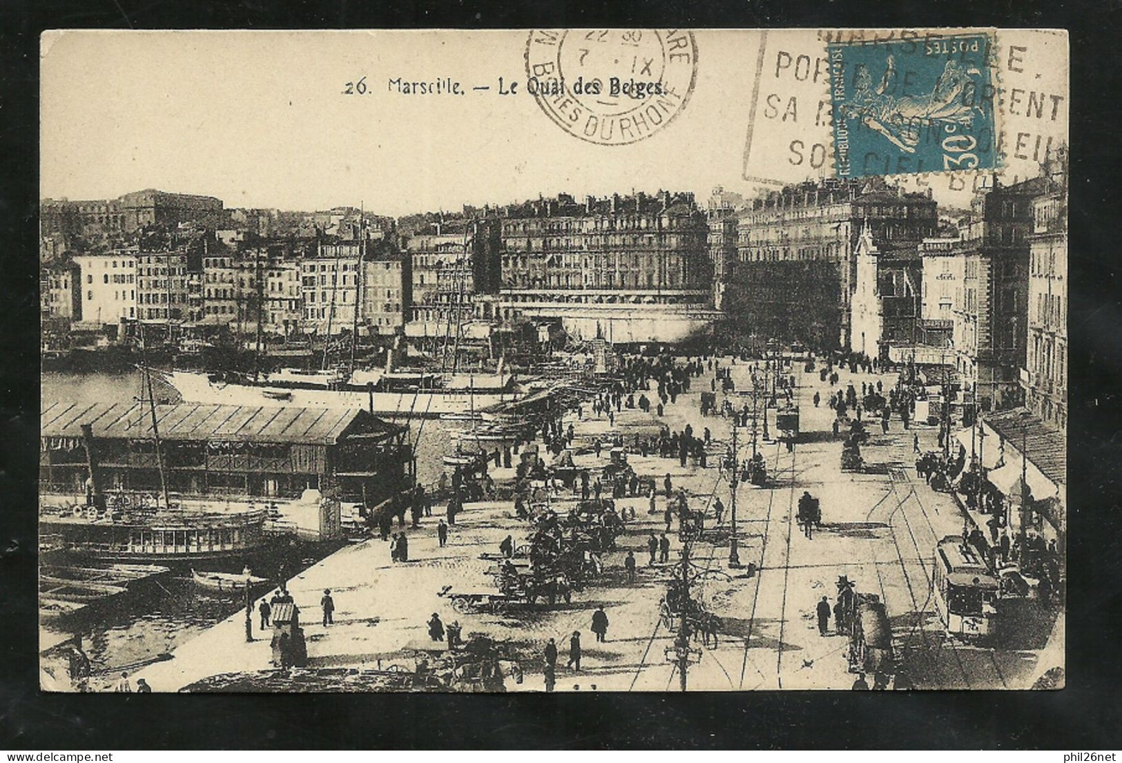 CPA.26 Marseille Le Quai Des Belges Flamme Marseille-porte De L'orient-sa Mer-son Soleil-son Ciel Bleu-N°192 +++ B/TB - Old Port, Saint Victor, Le Panier