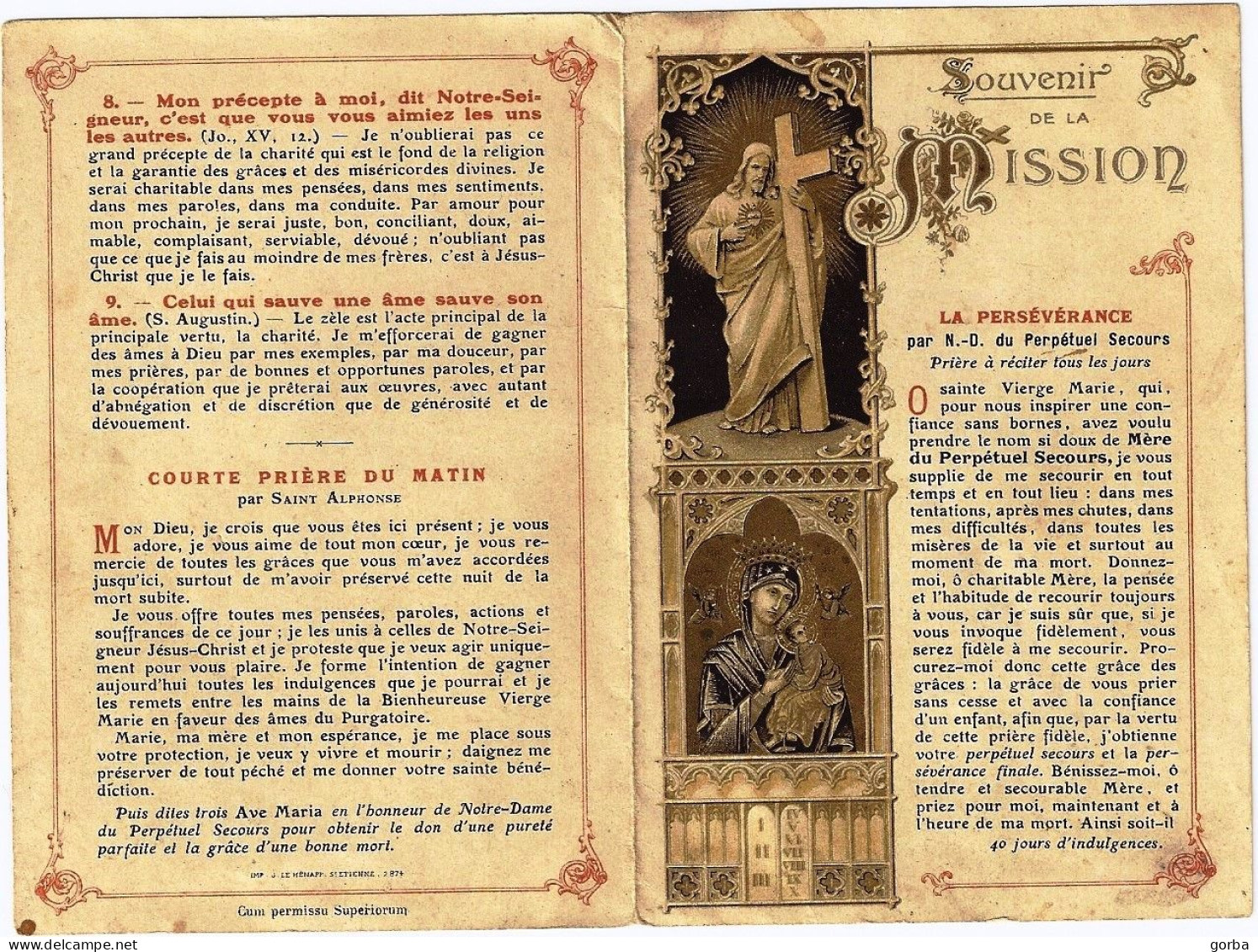 *quatre Pages (80 X 120) Souvenir De La Mission - La Persévérance Par N-D Du Perpétuel Secours - Images Religieuses