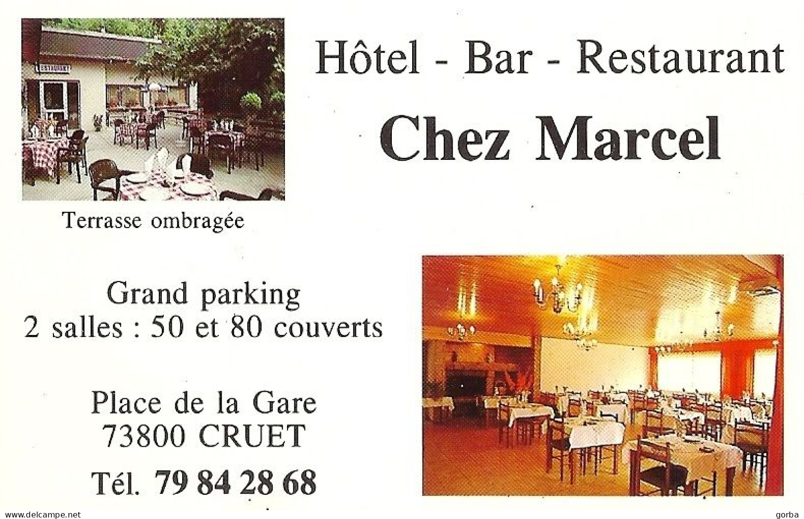 *Carte Visite Hôtel Bar Restaurant - Chez Marcel à Cruet (73) - Cartes De Visite