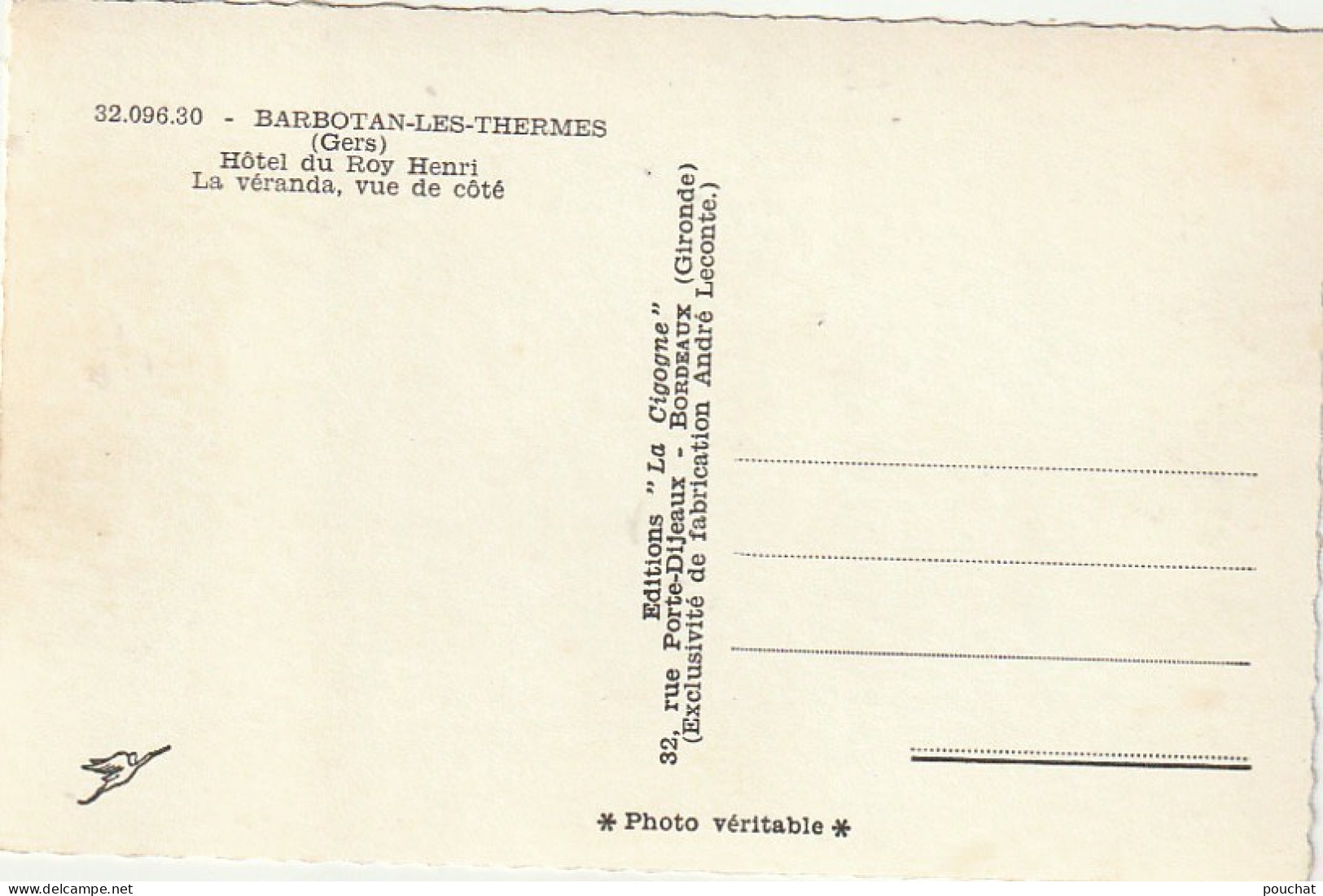 CE21 -(32) BARBOTAN LES THERMES - HOTEL DU ROY HENRI - LA VERANDA , VUE DE COTE - 2 SCANS - Barbotan