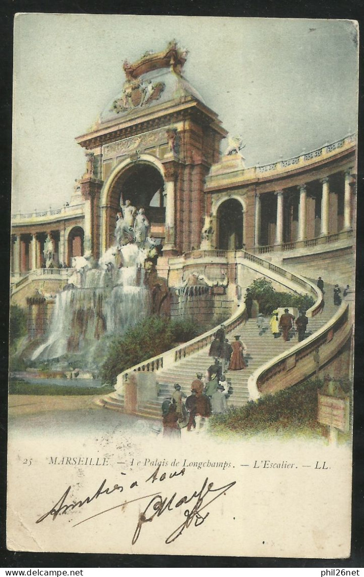 CPA LL Imp. Nouvelle Photographique 25 Marseille - Le Palais De Longchamp L'Escalier Ecrite 13/1/1904 Le N°111   B/TB - Otros Monumentos