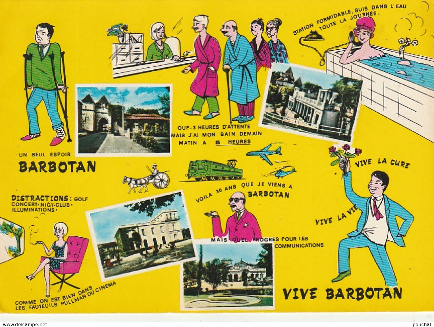 CE21 -(32) " VIVE BARBOTAN " -  CARTE  MULTIVUES  COULEURS  HUMORISTIQUE -   2 SCANS - Barbotan