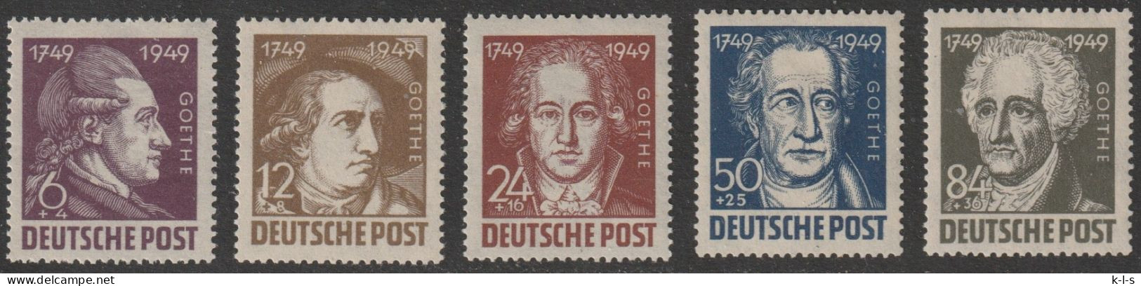 SBZ- Allgemeine Ausgaben: 1949, Mi. Nr. 234-38, 200. Geburtstag Von Johann Wolfgang Von Goethe.  **/MNH - Ungebraucht