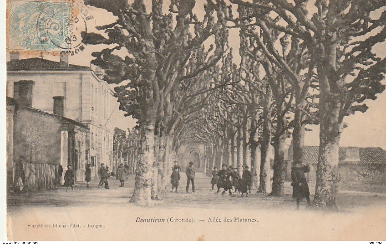 CE 25 -(33) BEAUTIRAN  -  ALLEE DES PLATANES   -  GROUPE D ' ENFANTS ( ECOLIERS ) -  TIMBRE TAXE DOS  -  2 SCANS - Other & Unclassified