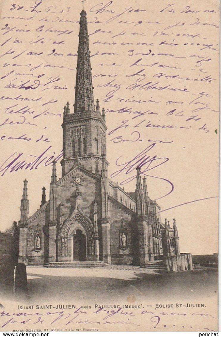 CE 26 -(33) SAINT JULIEN PRES PAUILLAC  ( MEDOC ) -  EGLISE ST JULIEN   -  2 SCANS - Other & Unclassified