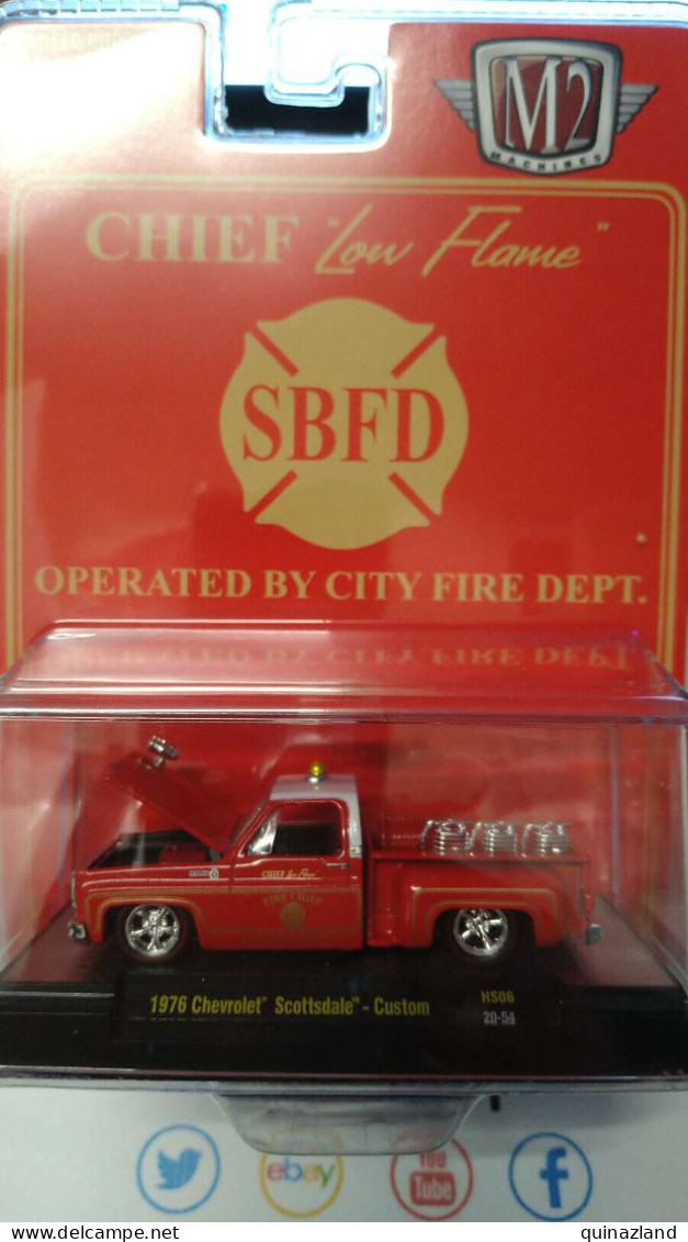 M2 Machines Chief Low Flame SBFD 1976 Chevrolet Scottsdale Custom (NG118) - Sonstige & Ohne Zuordnung