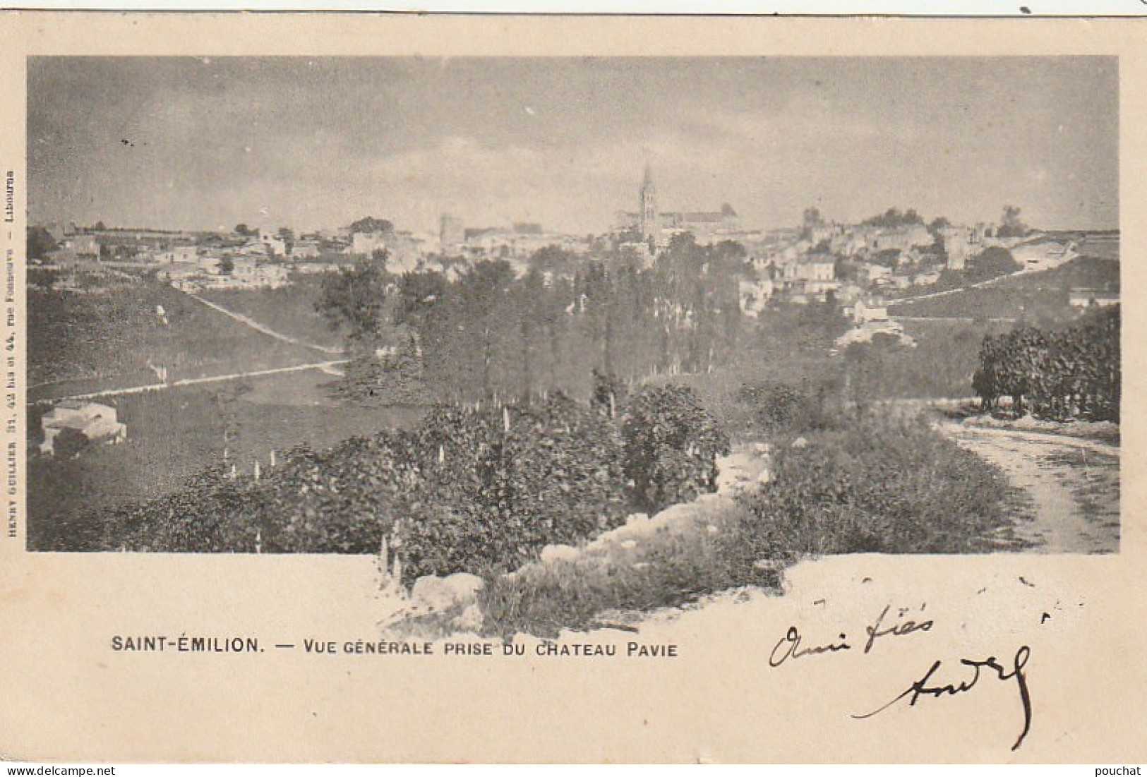 CE 26 -(33) SAINT EMILION  -  VUE GENERALE PRISE DU CHATEAU PAVIE   -  2 SCANS - Saint-Emilion