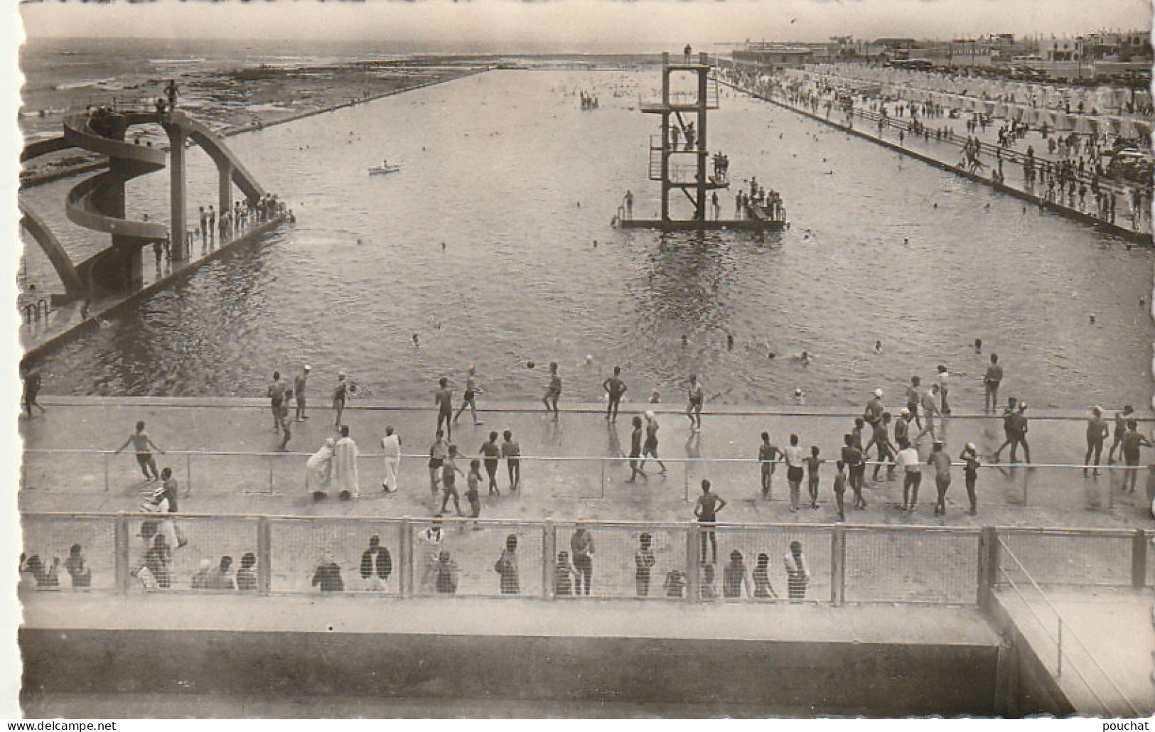 CE9  - CASABLANCA ( MAROC ) - PISCINE ORTHLIEB - VUE GENERALE - PLONGEOIR ET TOBOGGAN  - 2 SCANS - Casablanca