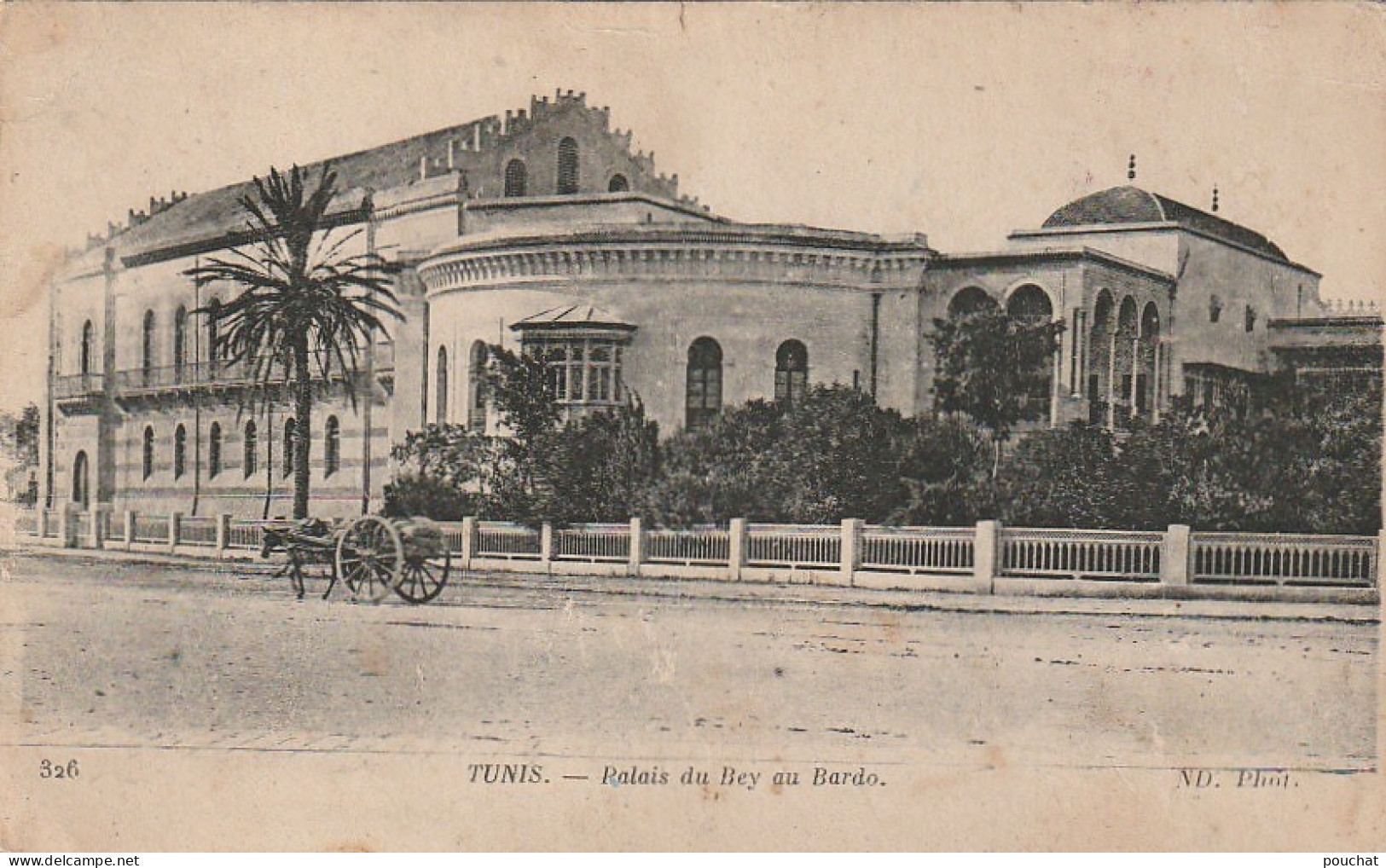 CE12 - TUNIS ( TUNISIE )  -  PALAIS DU BEY AU BARDO  - CARRIOLE AVEC ATTELAGE   - 2 SCANS - Tunisia