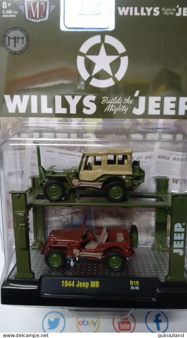 M2 Machines Auto-Lift Willy's Jeep 1944 Jeep MB (NG129) - Altri & Non Classificati