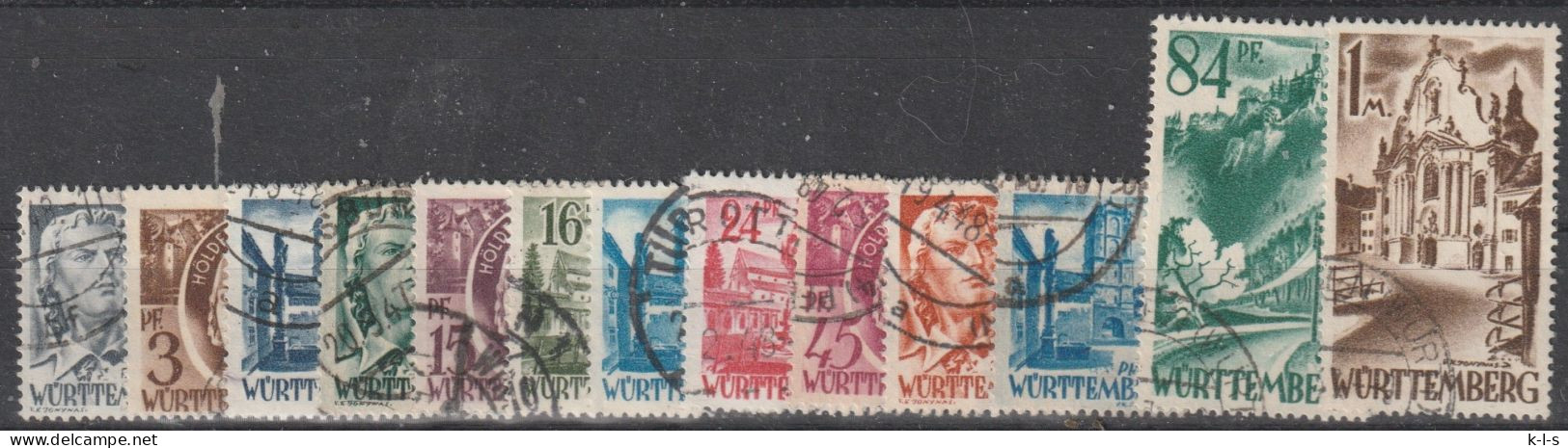 Franz. Zone- Württemberg-Hohenzollern: 1949, Freimarken: Mi. Nr. 1-13, Persönlichkeiten Und Ansichten. Gestpl./used - Württemberg