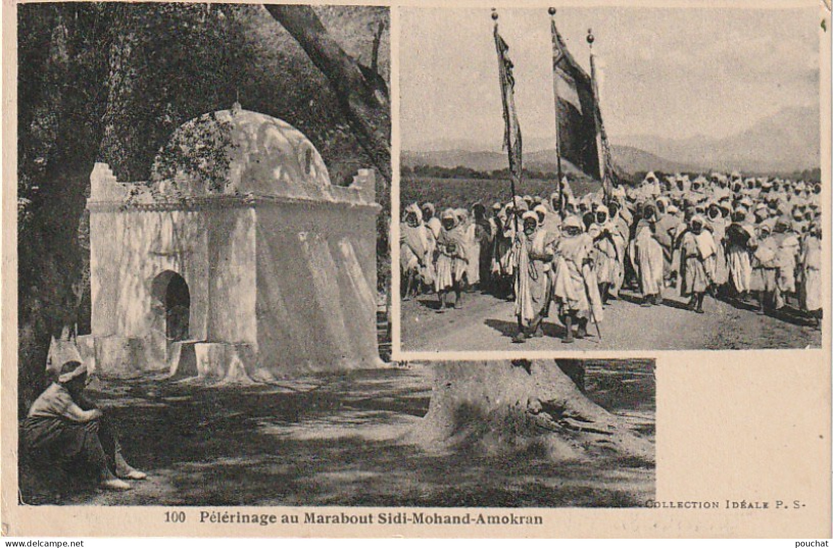 CE1 - PELERINAGE AU MARABOUT SIDI MOHAND AMOKRAN PRES BOUGIE ( ALGERIE )-  CORRESPONDANCE  GUERCIF ( MAROC) -  2 SCANS - Altri & Non Classificati