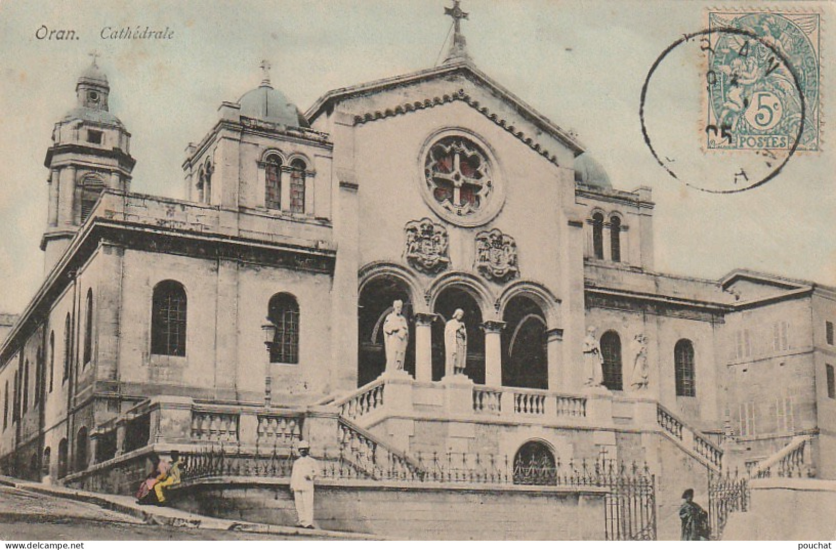 CE1 - ORAN ( ALGERIE ) - LA CATHEDRALE  SAINT LOUIS  -  CARTE COLORISEE  - 2 SCANS - Oran