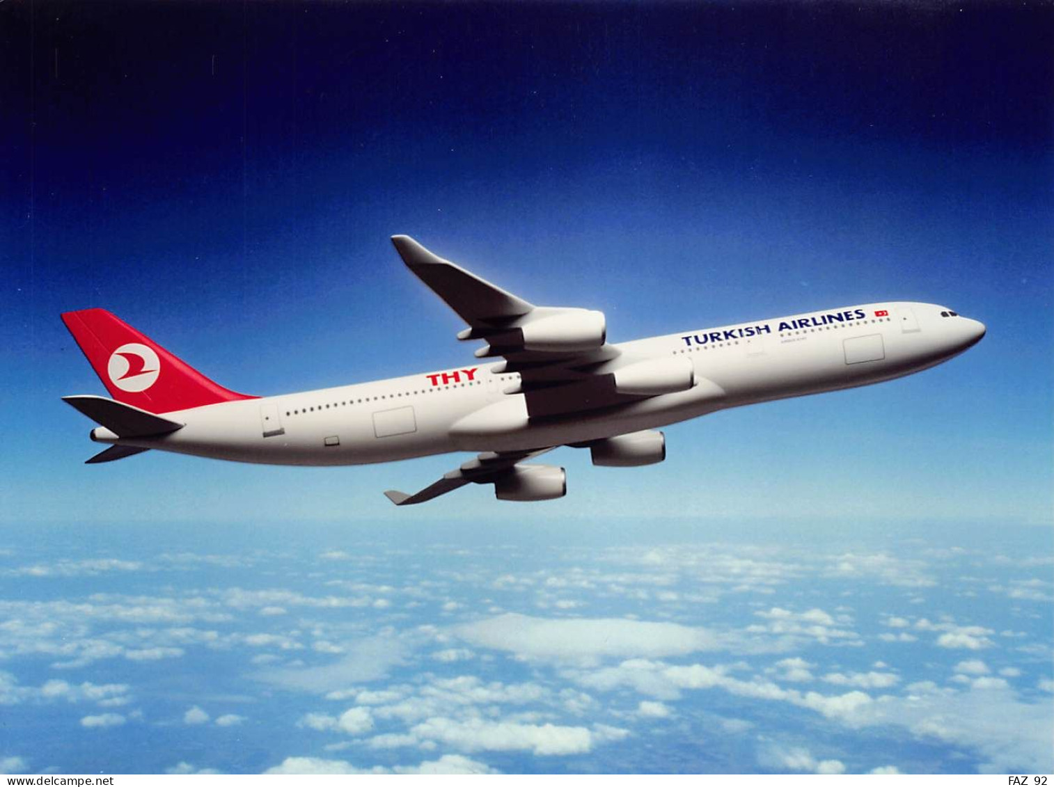 Airbus A340 In Turkish Hava Yollari Colours - EBA - 180 X 130 Mm. - Photo Presse Originale - Aviation