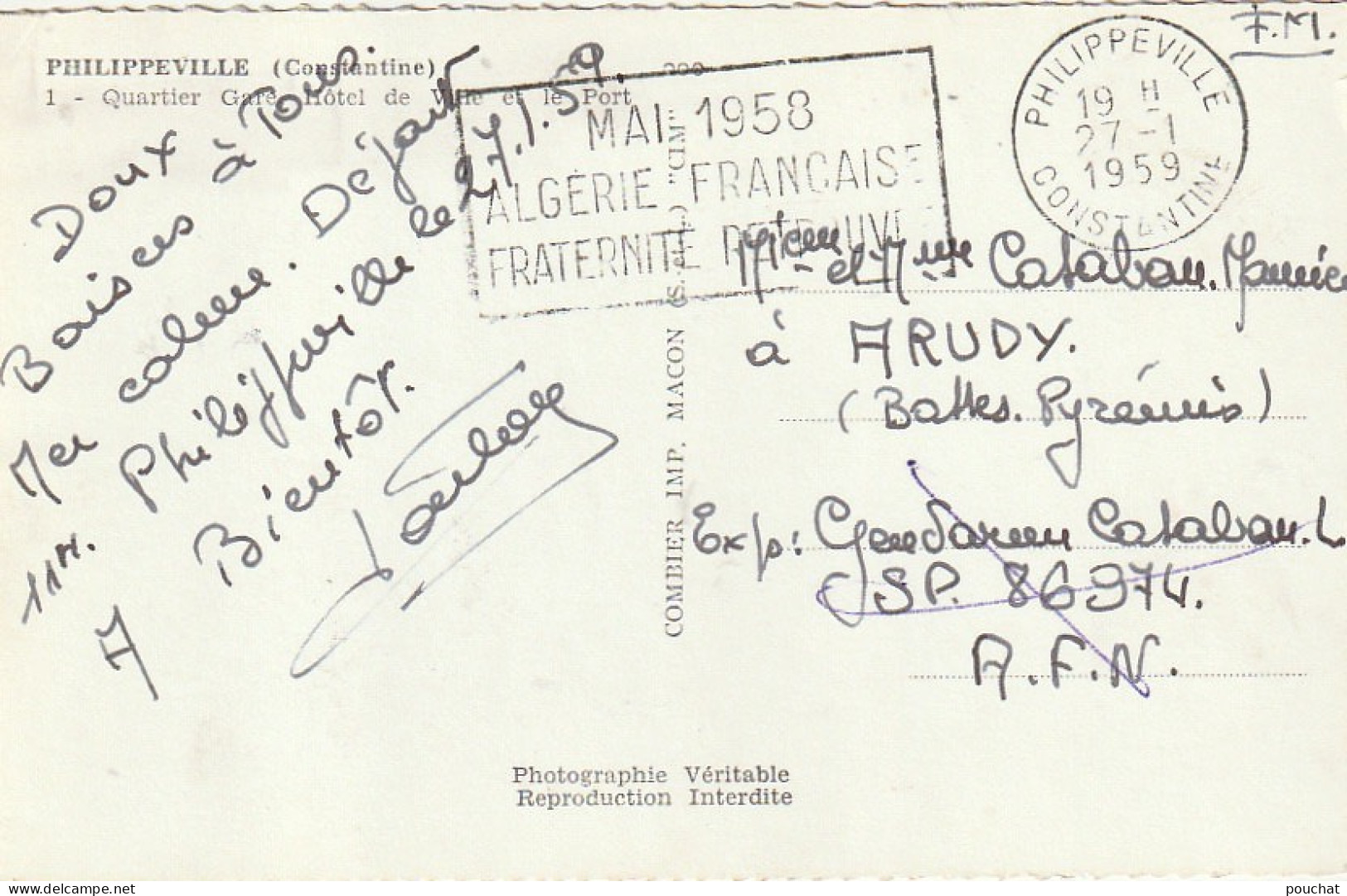 CE1 - PHILIPPEVILLE ( ALGERIE ) -  QUARTIER  GARE , HOTEL DE VILLE ET LE PORT   -  2 SCANS - Skikda (Philippeville)