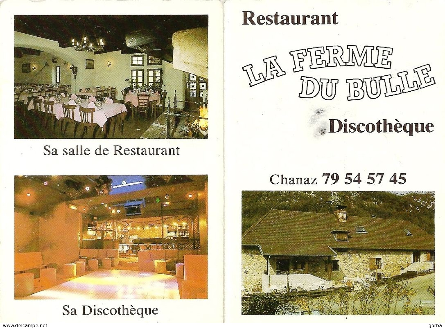 *Carte Visite Restaurant Discothèque - La Ferme Du Bulle à Chanaz (73) - Cartoncini Da Visita