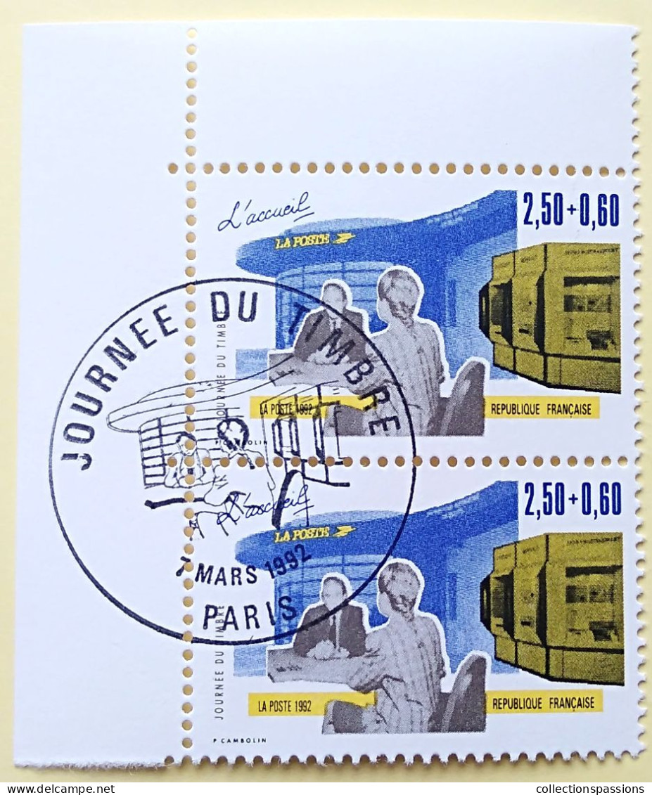 - N° 2743. Paire En Coin De Feuille. Journée Du Timbre. Les Métiers De La Poste. Oblitéré Premier Jour - - Used Stamps