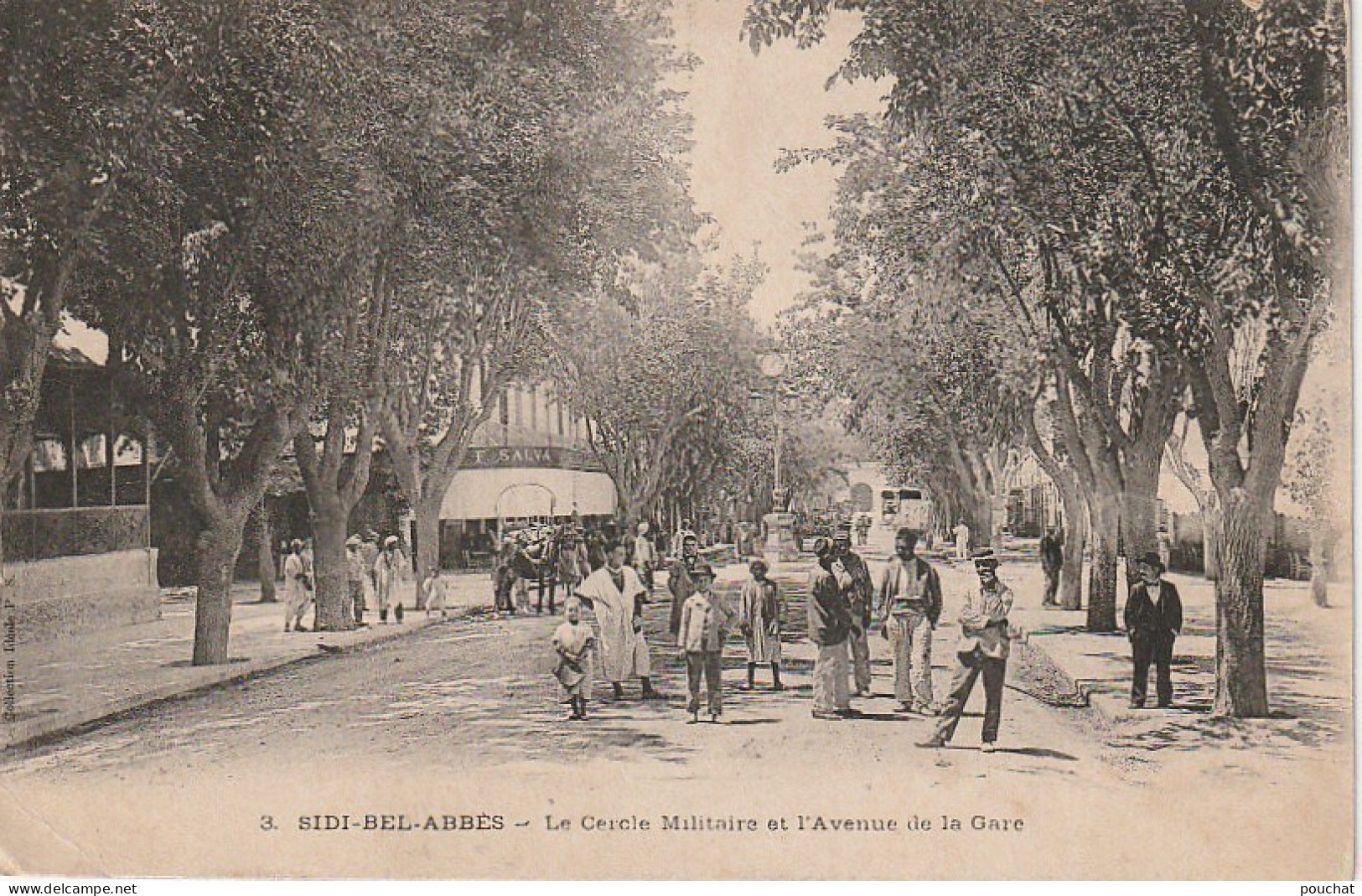 CE2 - SIDI BEL ABBES ( ALGERIE ) - LE CERCLE MILITAIRE ET L ' AVENUE DE LA GARE - ANIMATION  - CAFE  SALVA   - 2 SCANS - Sidi-bel-Abbès