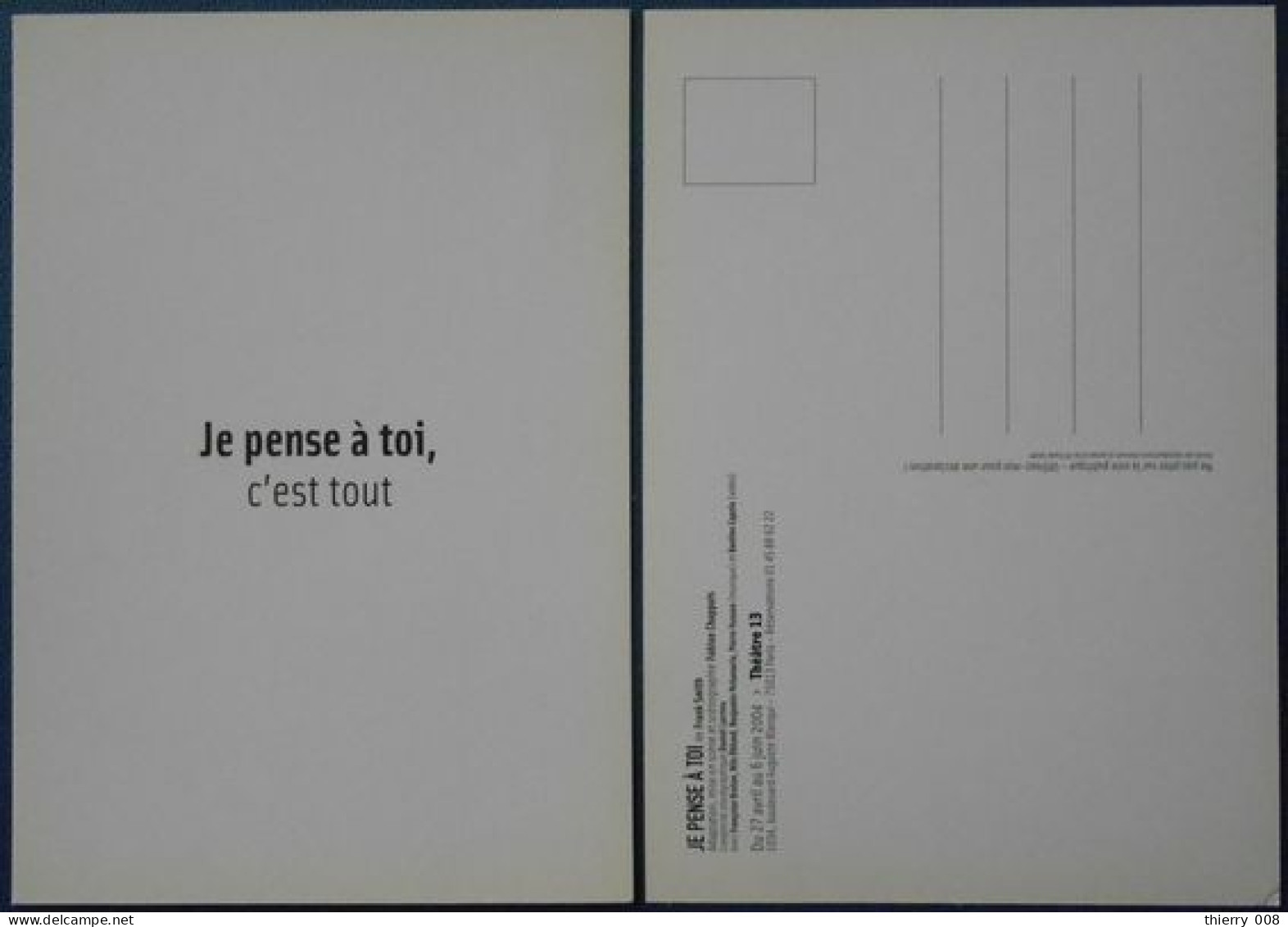 F63  Pièce Théâtre 13 Je Pense à Toi  Frank Smith  C'est Tout - Theater