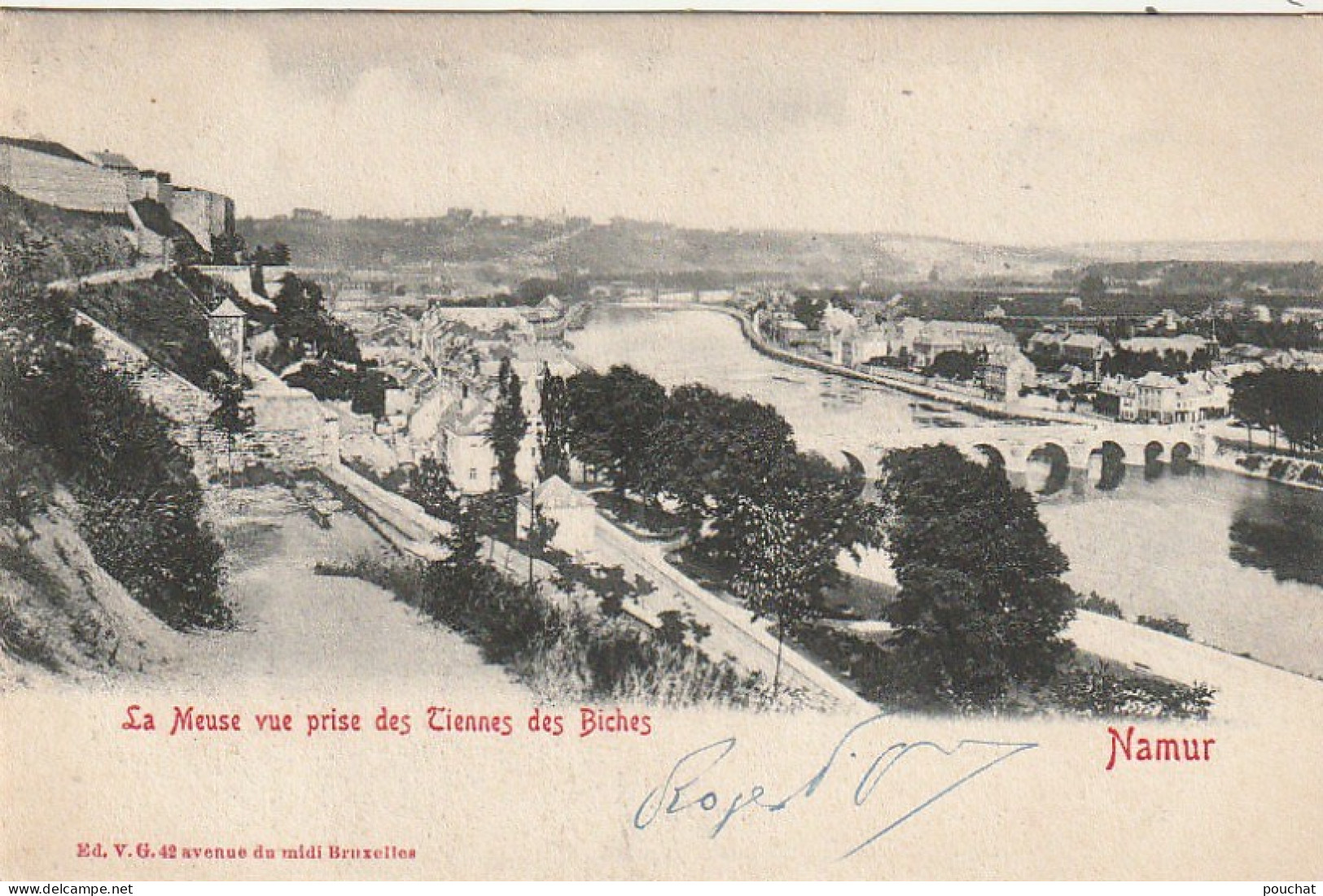 CE4 - NAMUR ( BELGIQUE ) - LA MEUSE VUE PRISE DES TIENNES DES BICHES - 2 SCANS - Namur