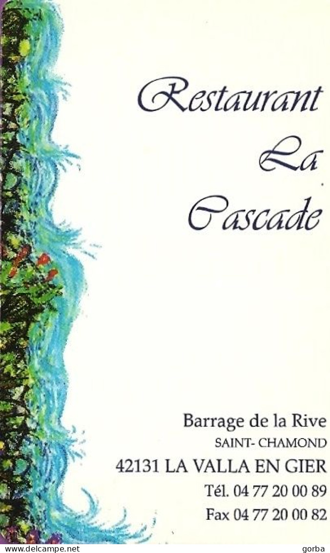 *Carte Visite Restaurant - La Cascade à La Valla En Gier (42) - Cartoncini Da Visita