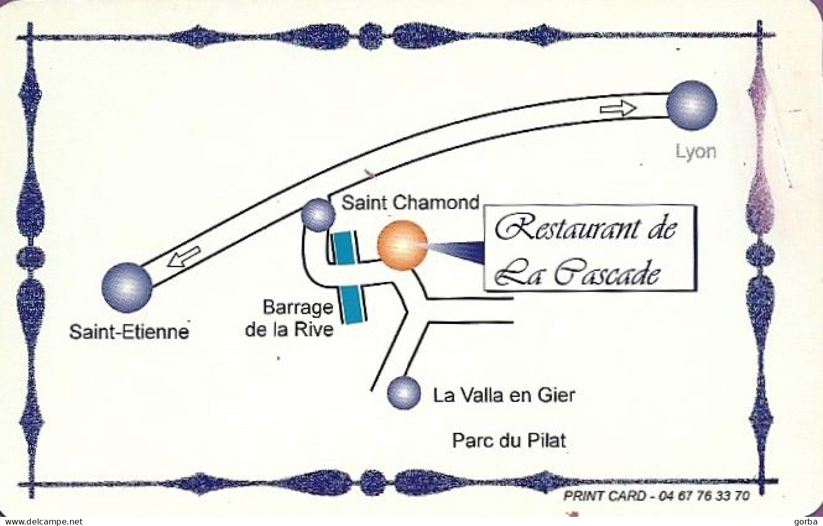 *Carte Visite Restaurant - La Cascade à La Valla En Gier (42) - Visitenkarten