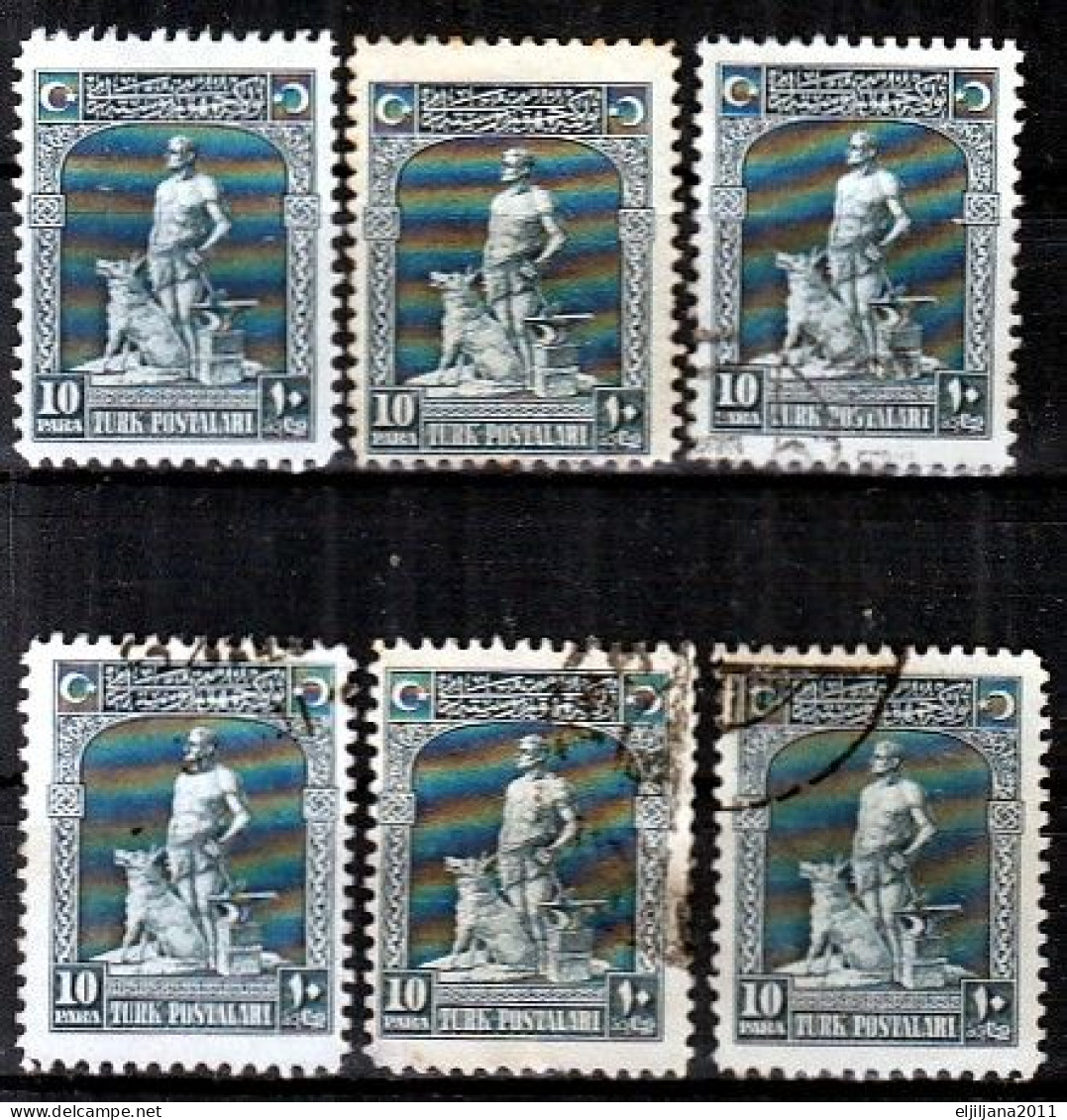 Turkey / Türkei 1926 ⁕ Gray Wolf (Bozkurt) 10 Para Mi.843 ⁕ 6v ("v MH & 4v Used) - Gebruikt