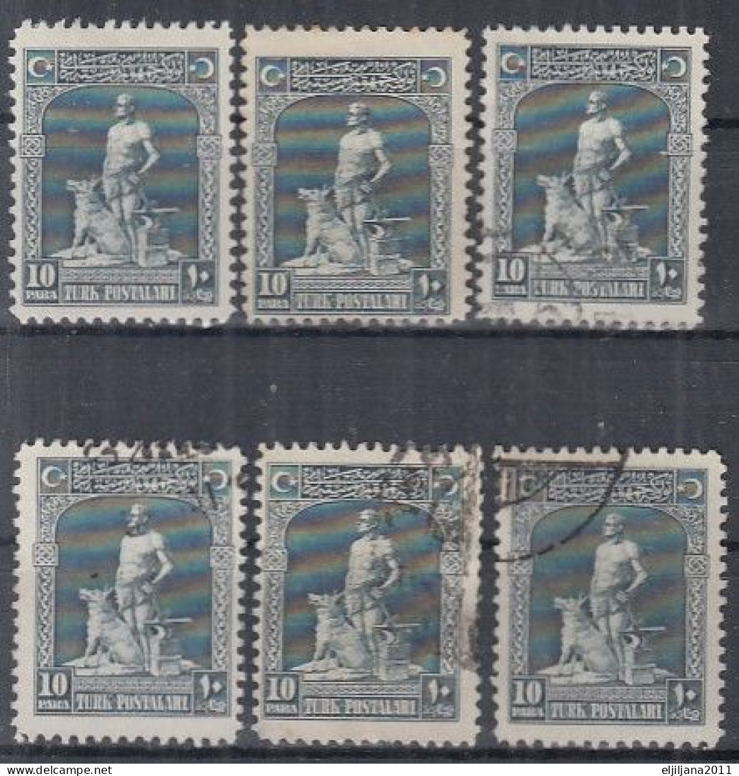 Turkey / Türkei 1926 ⁕ Gray Wolf (Bozkurt) 10 Para Mi.843 ⁕ 6v ("v MH & 4v Used) - Gebraucht