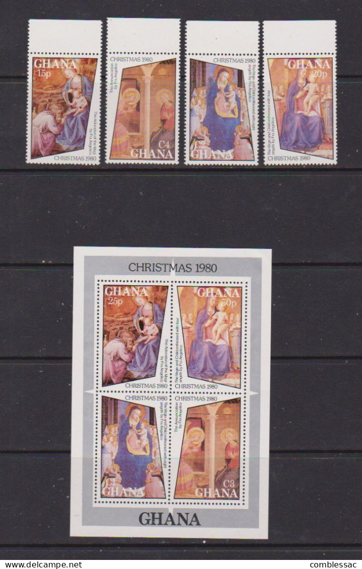 GHANA    1980      Christmas  Paintings    Set  Of  4  +  Sheetlet    MNH - Ghana (1957-...)