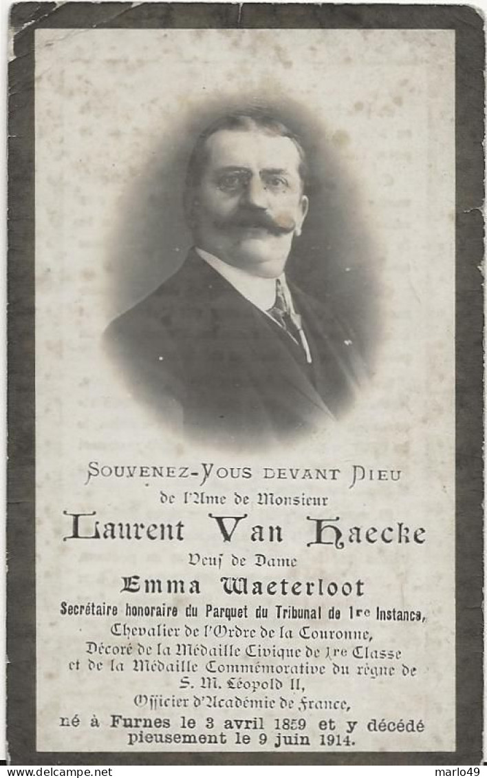 DP. LAURENT VAN HAECKE - WAETERLOOT ° FURNES 1859 - + 1914 - Religion & Esotericism