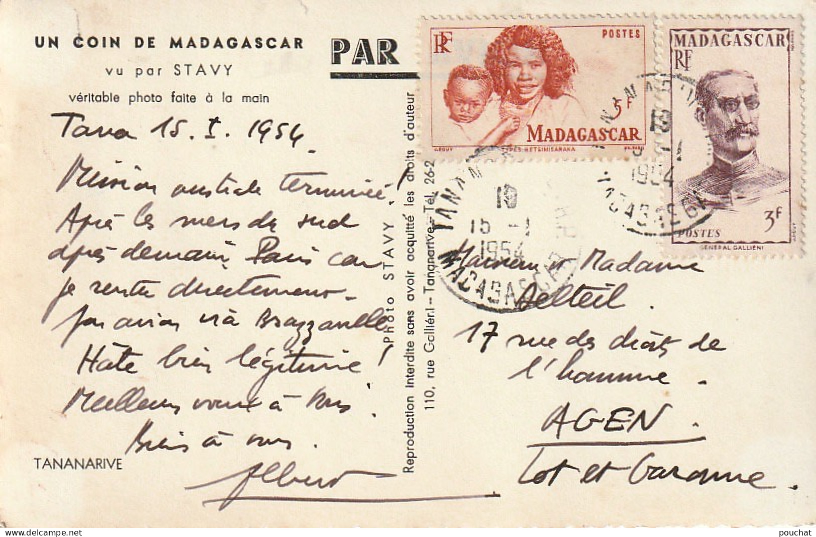 CE6 - " BONNE ANNEE " - UN COIN DE  MADAGASCAR  - TANANARIVE -  2 SCANS - Madagaskar