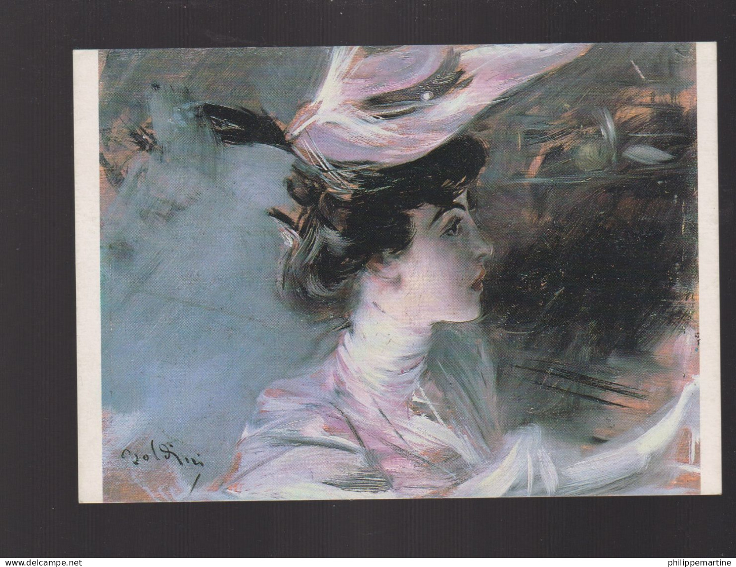 Giovanni Boldini : Signora Dal Cappellino Con Aspri - Schilderijen