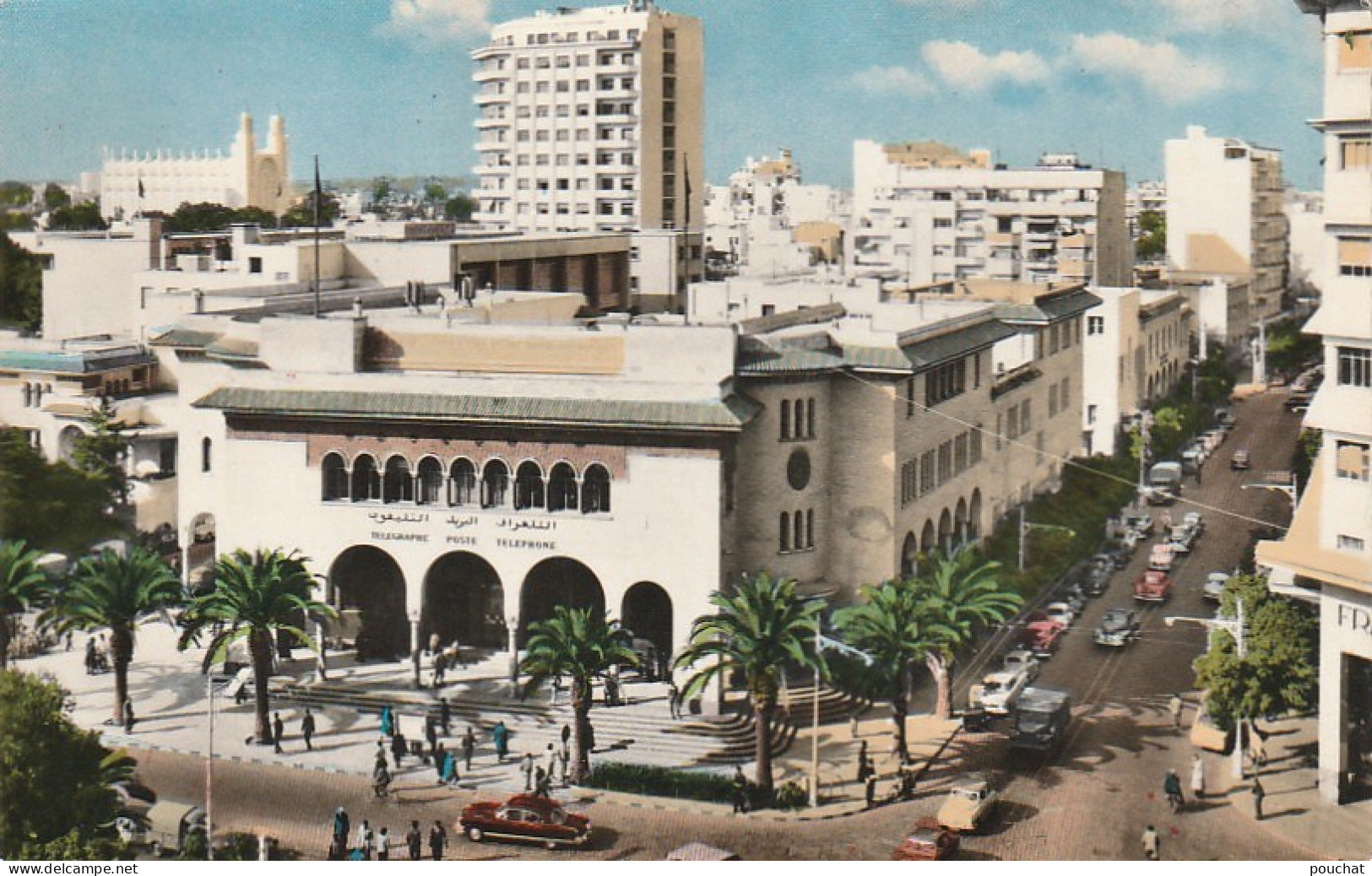 CE8  - CASABLANCA ( MAROC ) - L ' HOTEL DES POSTES  - VUE AERIENNE - CARTE COULEURS  -  2 SCANS - Casablanca