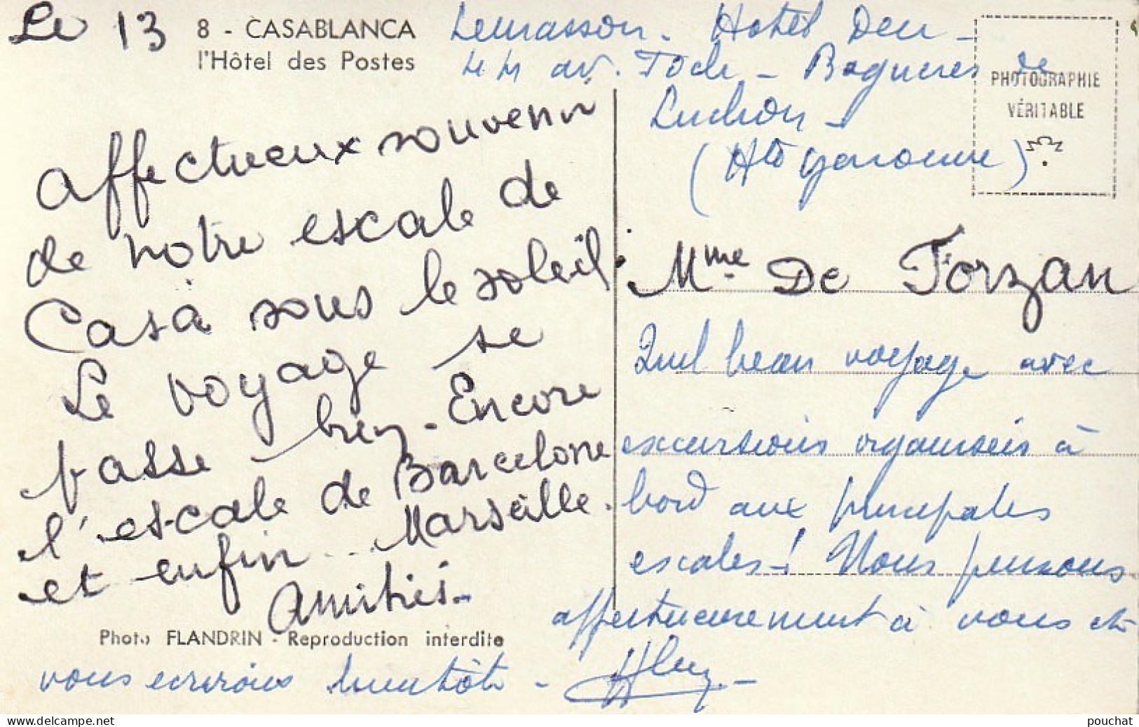 CE8  - CASABLANCA ( MAROC ) - L ' HOTEL DES POSTES  - VUE AERIENNE - CARTE COULEURS  -  2 SCANS - Casablanca