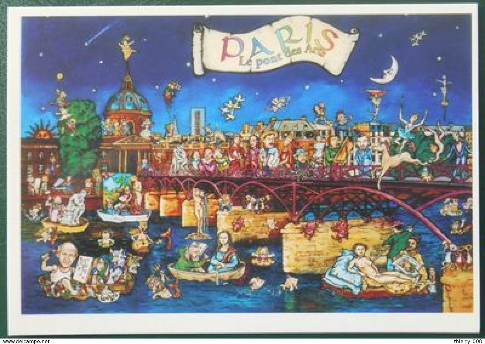 F82 Carte Postale Souvenir Paris Pont Des Arts Personnages Typiques - Greetings From...