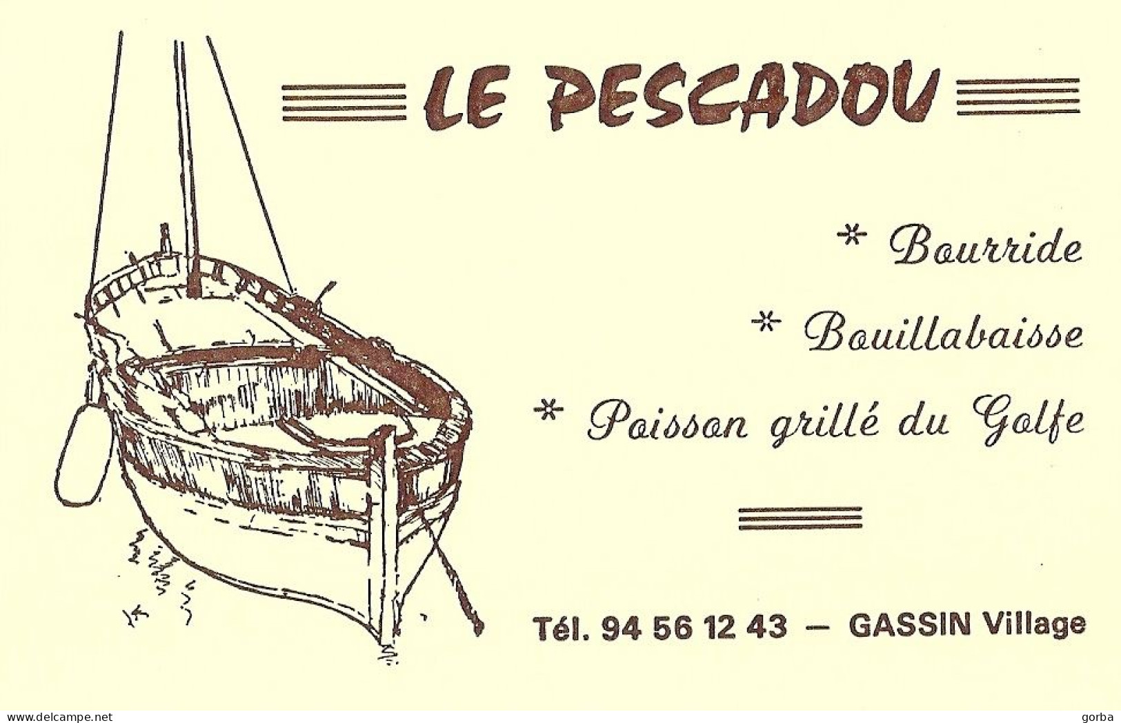 *Carte Visite Restaurant - Le Pescadou à Gassin Village (83) - Visitekaartjes