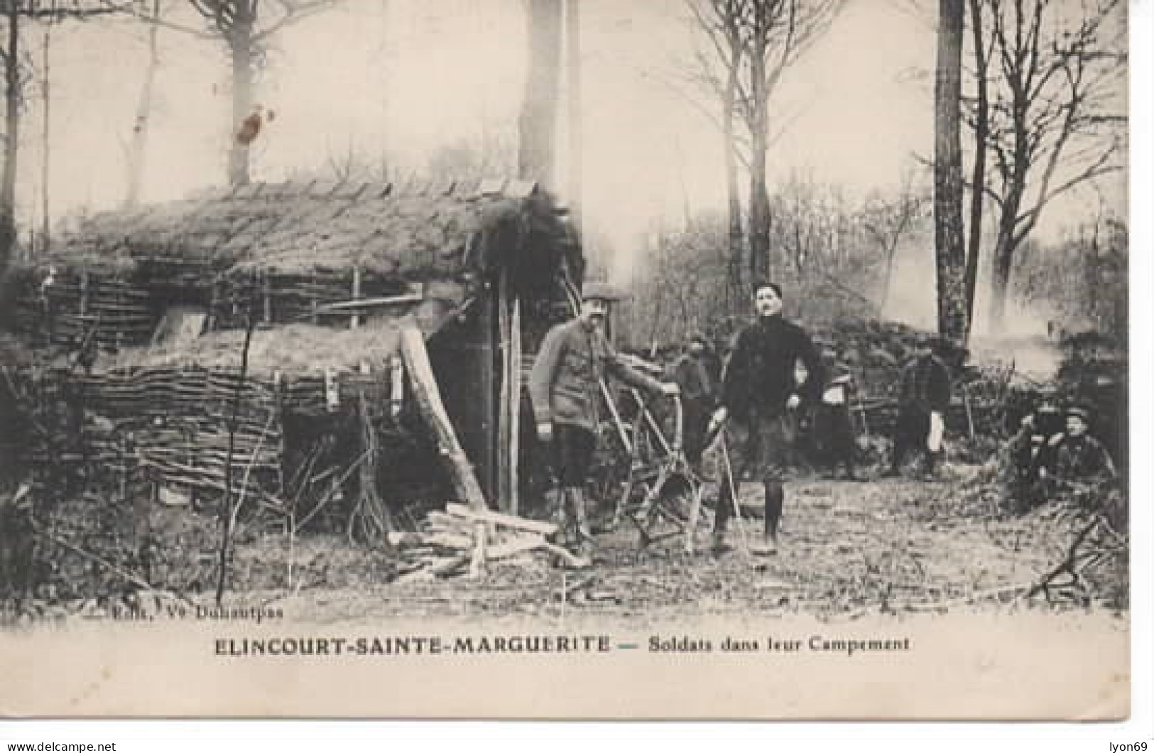 Elincourt  Aine Margueritte  Soldats Dans Leurs Campement - Other & Unclassified