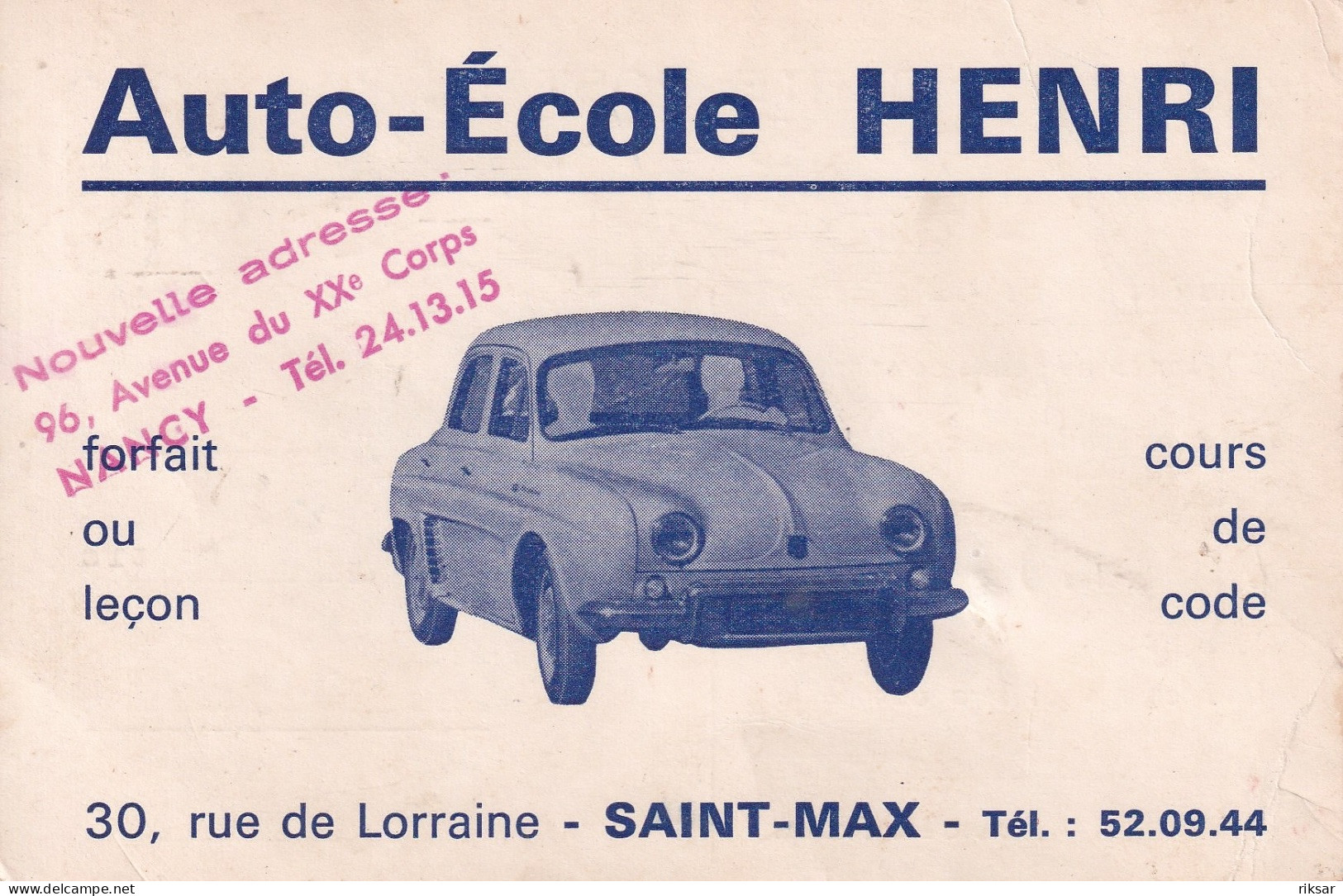 AUTOMOBILE(AUTO ECOLE HENRI) SAINT MAX - Toerisme