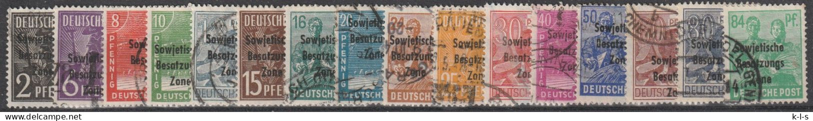 SBZ- Allgemeine Ausgaben: 1948, Mi. Nr. 182-97, Freimarken: Teilauflage Gem.- Ausgaben.  Gestpl./used - Usados