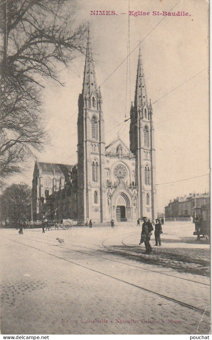 CE14 -(30)  NIMES  - EGLISE SAINT BAUDILE  - ANIMATION -  2 SCANS - Nîmes