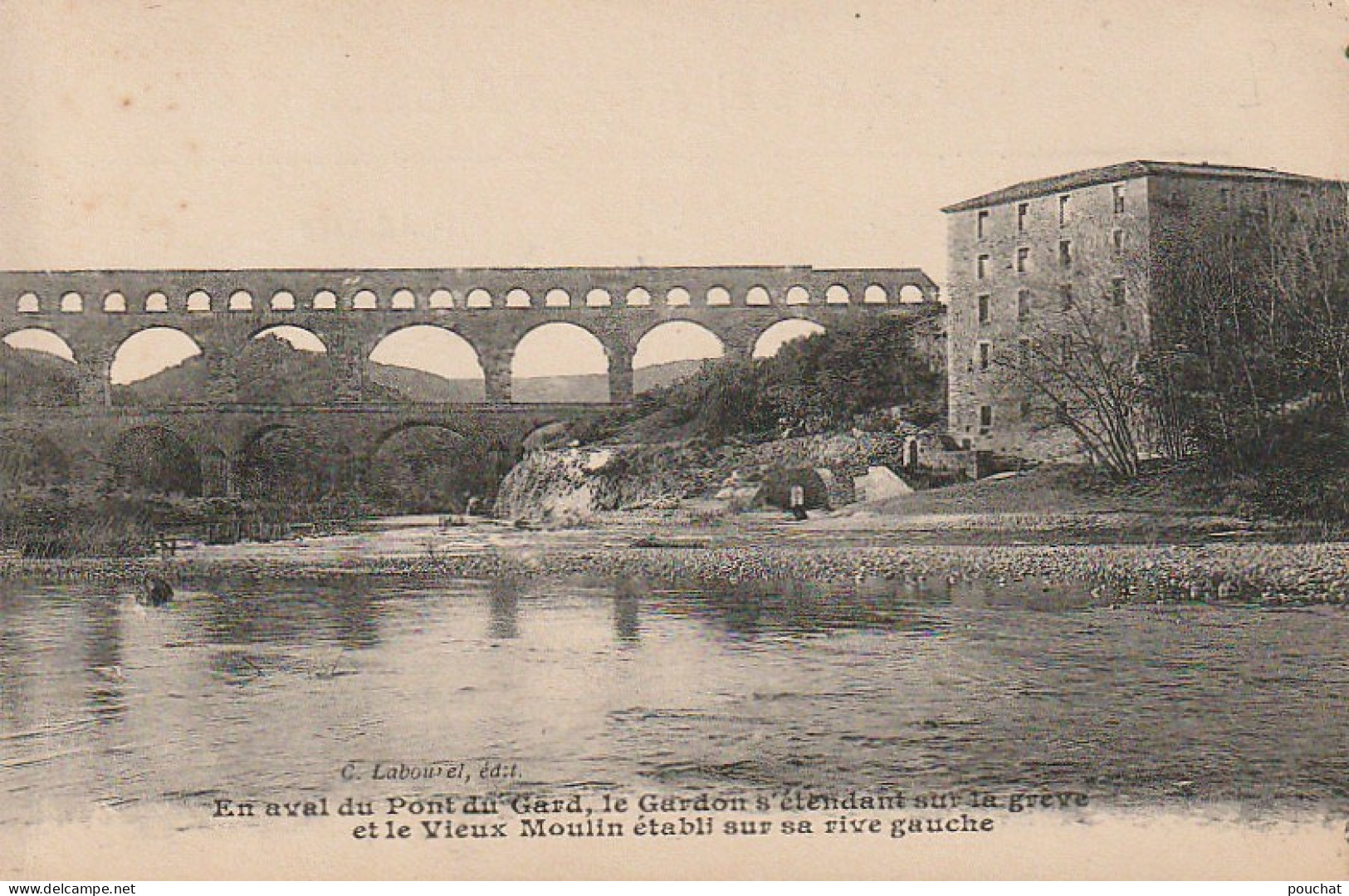 CE14 -(30) EN AVAL DU PONT DU GARD , LE GARDON - LE VIEUX MOULIN SUR LA RIVE GAUCHE   -  2 SCANS - Andere & Zonder Classificatie