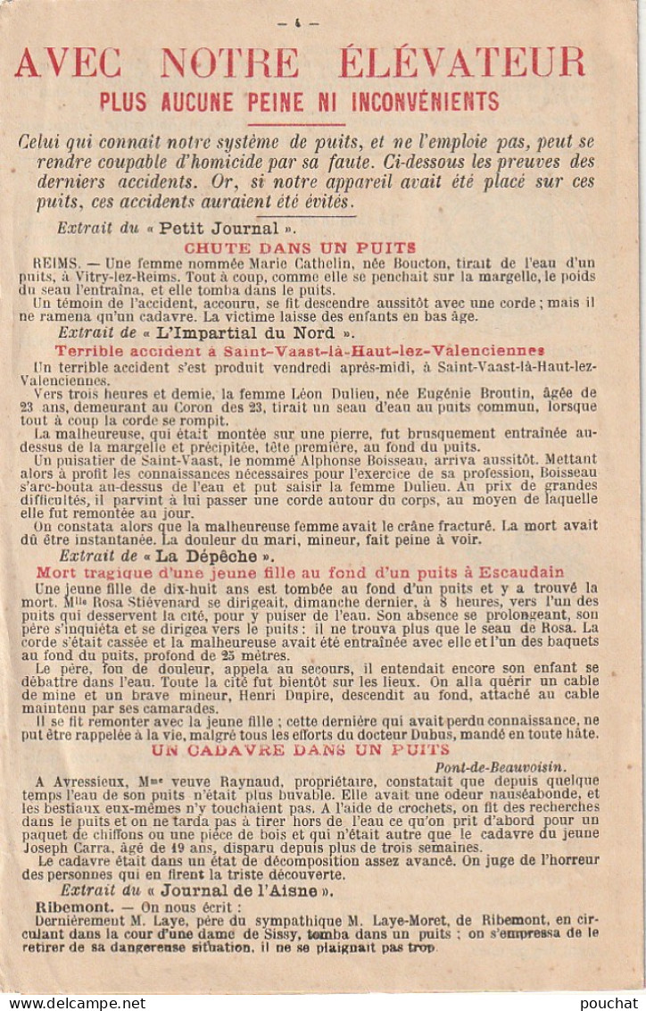 ALnw 1- DEPLIANT TECHNIQUE ELEVATEUR D' EAU - BON DE COMMANDE - CONSTRUCTEURS L. JONET & Cie , RAISMES ( 59 ) - 6 SCANS - 1900 – 1949