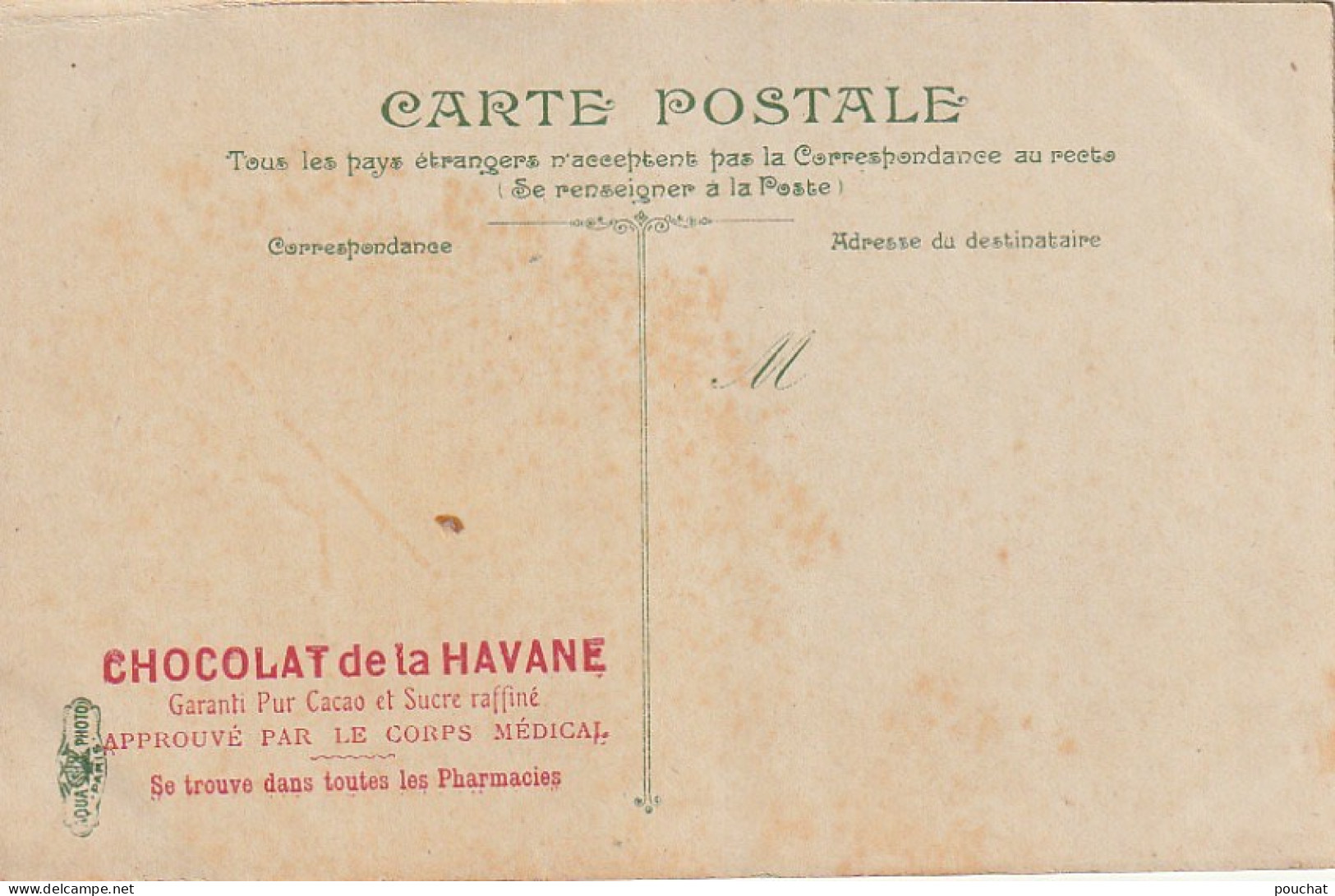 ALnw 1-(78) CARTE PUBLICITAIRE CHOCOLAT DE LA HAVANE - SAINT GERMAIN EN LAYE - L' ASCENCEUR - 2 SCANS - Reclame